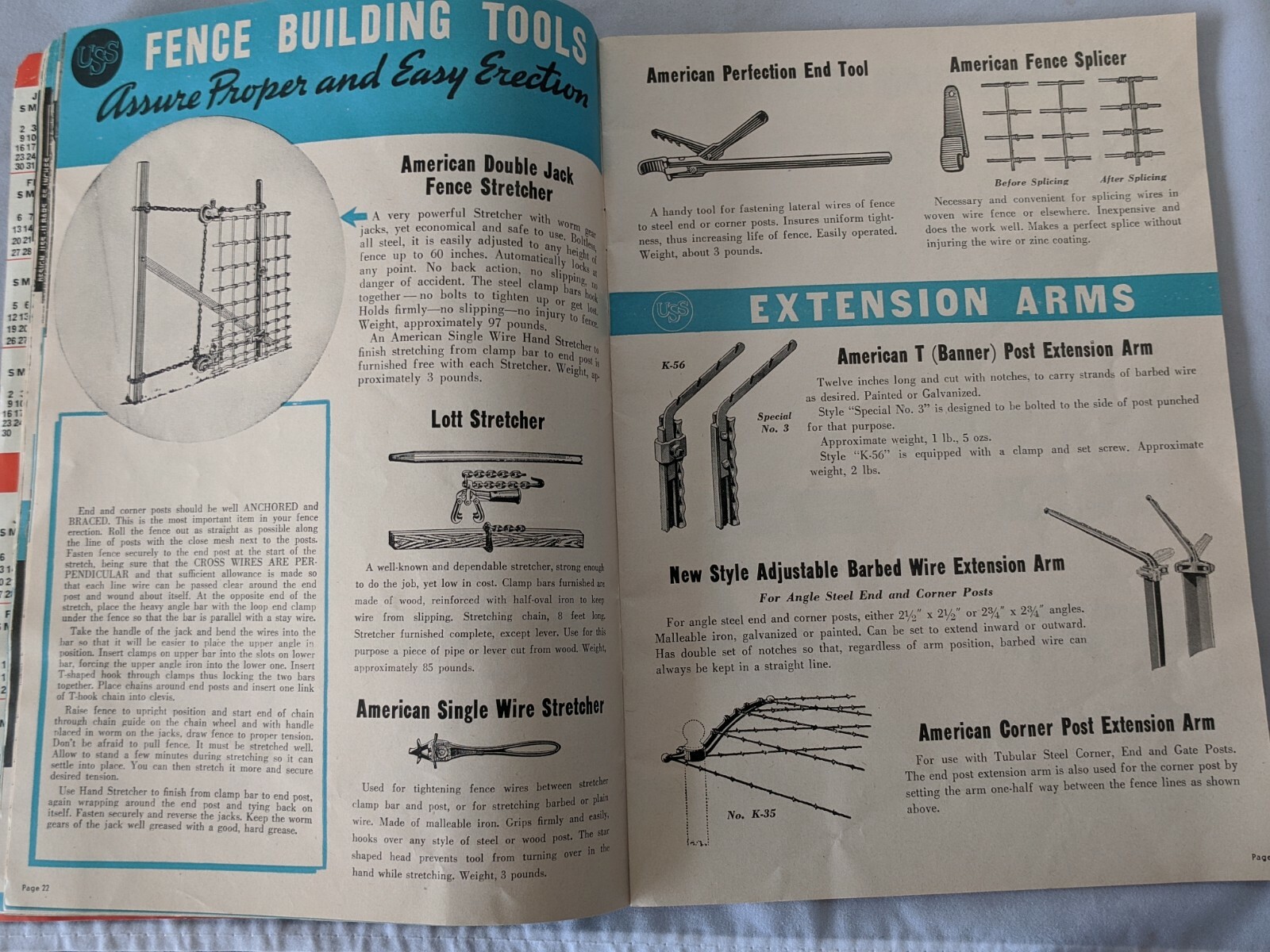 1944 USS Farmer’s & Rancher’s Handbook – Catalog Steel Products Fence Roof Nails
