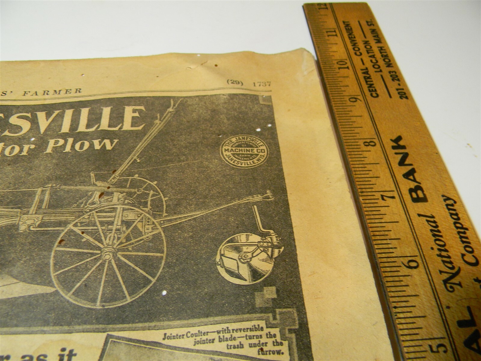 Vintage 1917 Janseville Machine Co. Tractor Plow Man Cave 1910’s Print Ad 5A11