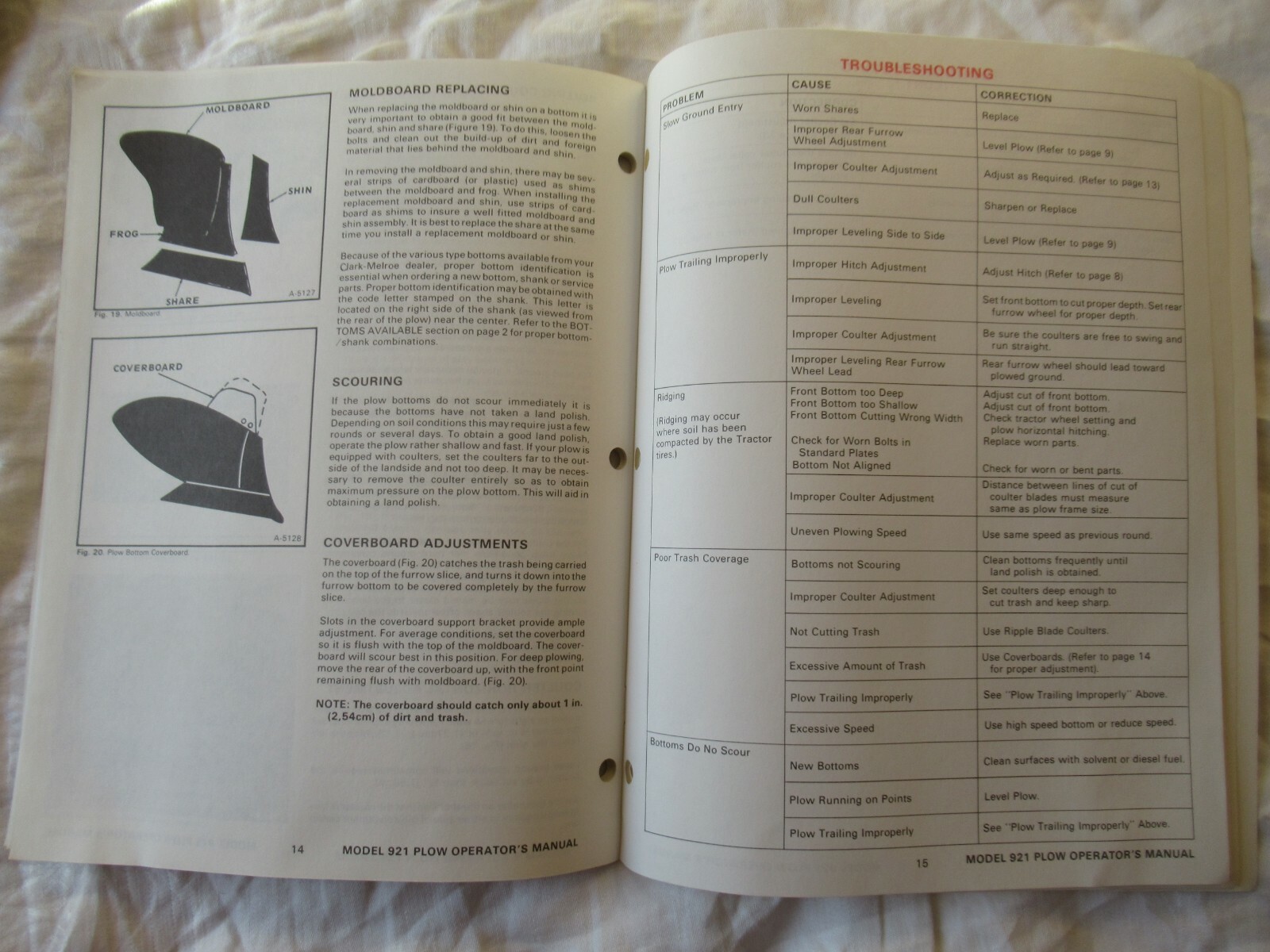 Clark Melroe model 921 plow operator’s manual
