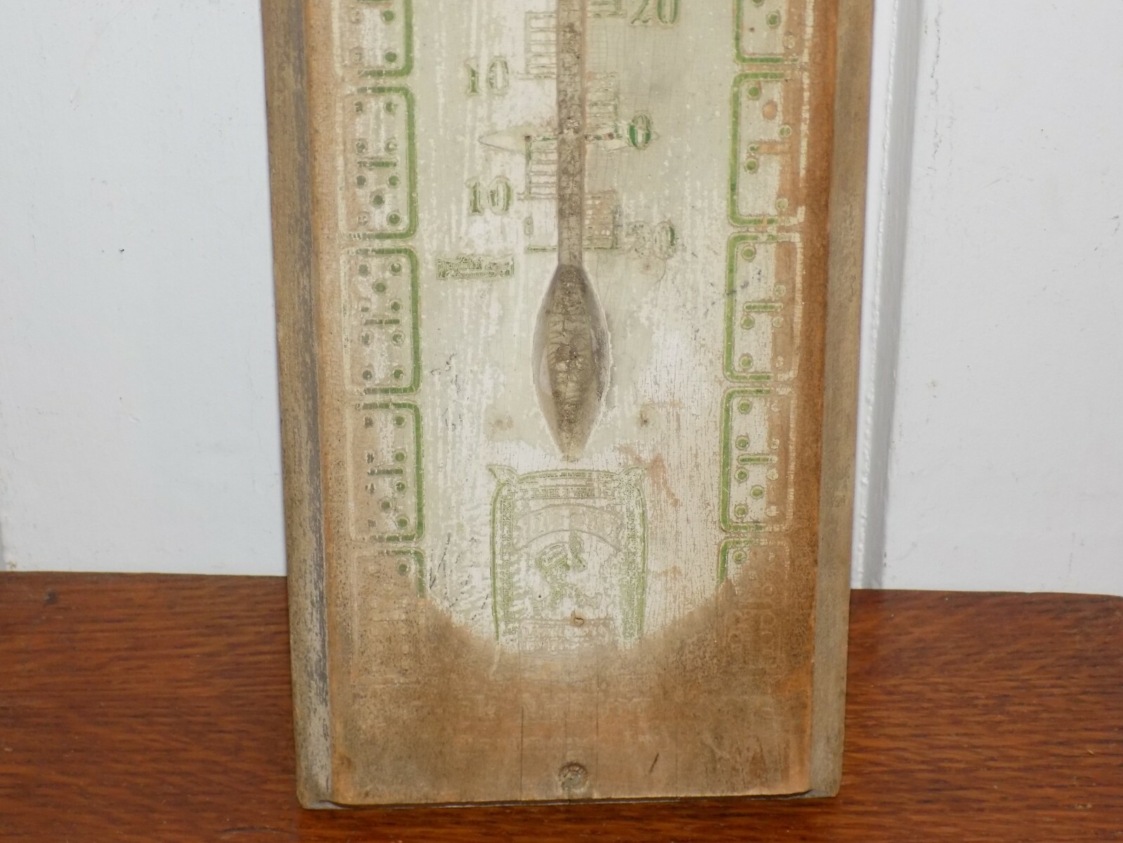 Vintage Domino Feeds Large Wood Thermometer