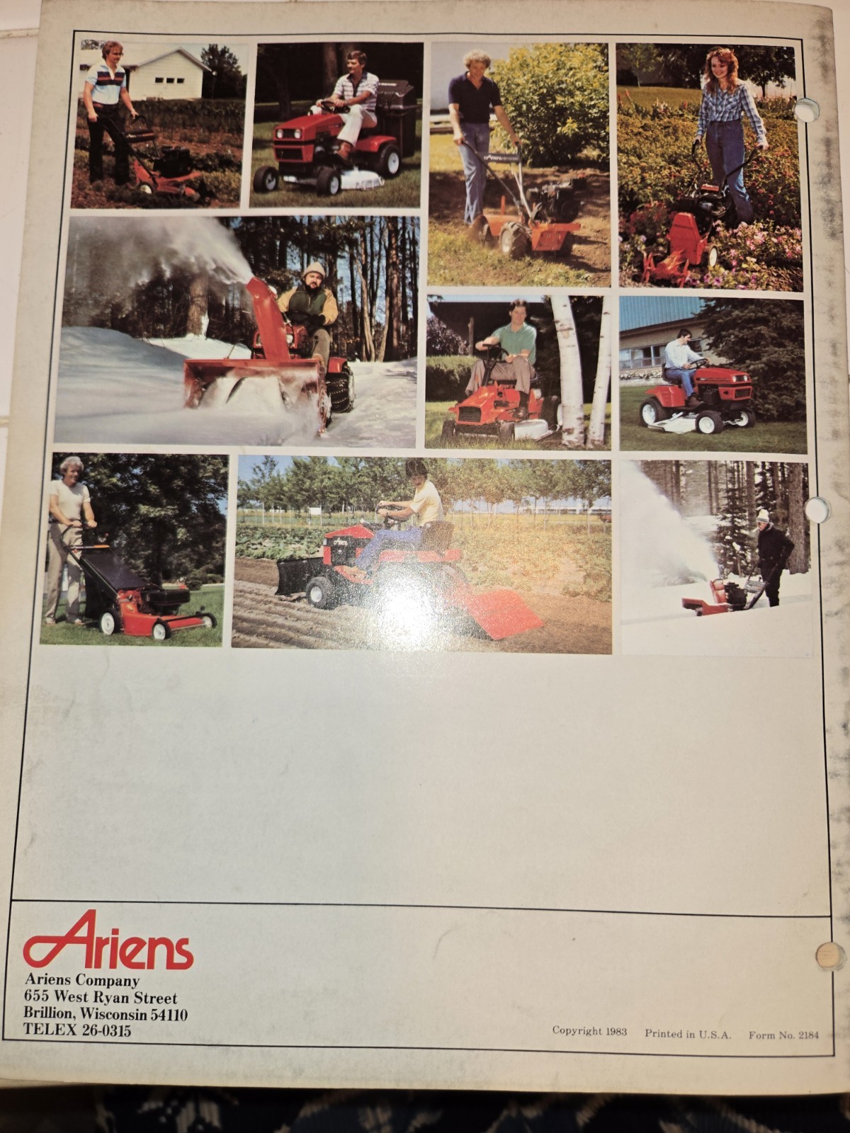 2 1983 ARIENS DEALERSHIP ADVERTISING BROCHURES SNO-THRO TRACTORS & SNO-THROS
