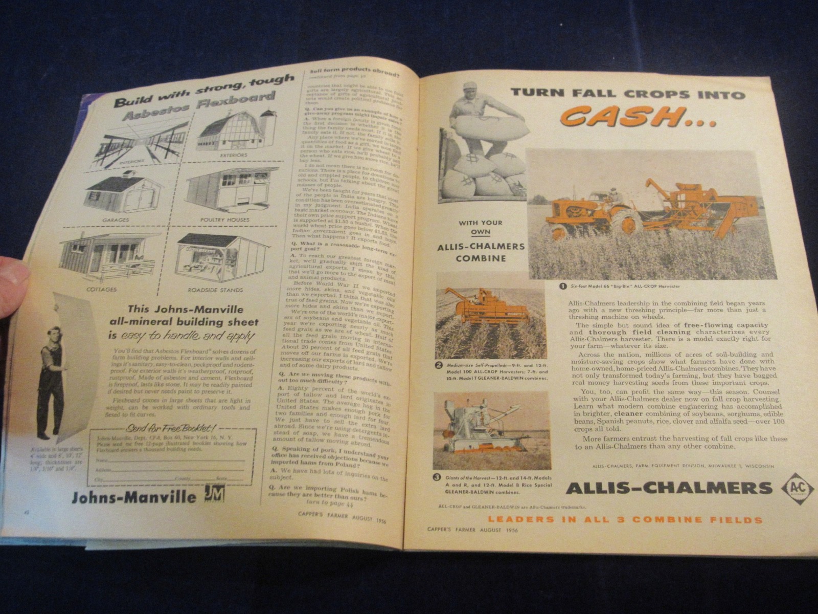 Vintage August 1956 Capper’s Farmer Magazine Machinery & Equipment C632