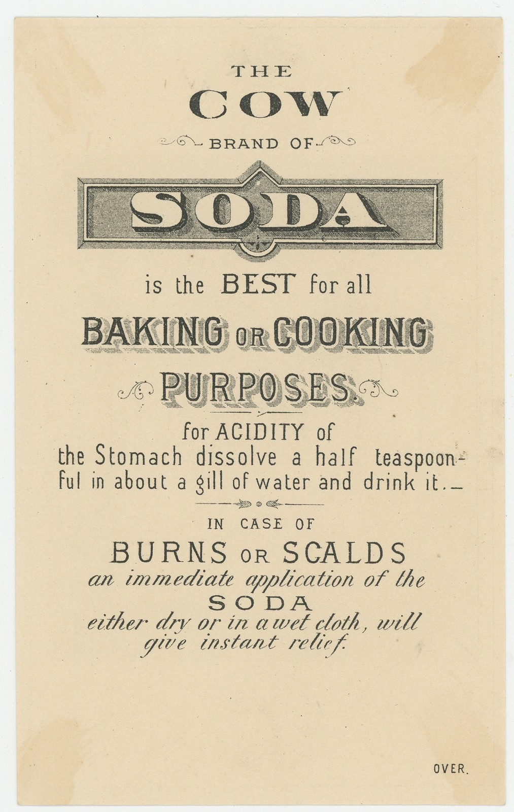 Dwights Soda Super Card Cow Awaits Milking ME 1880’s Trade Card