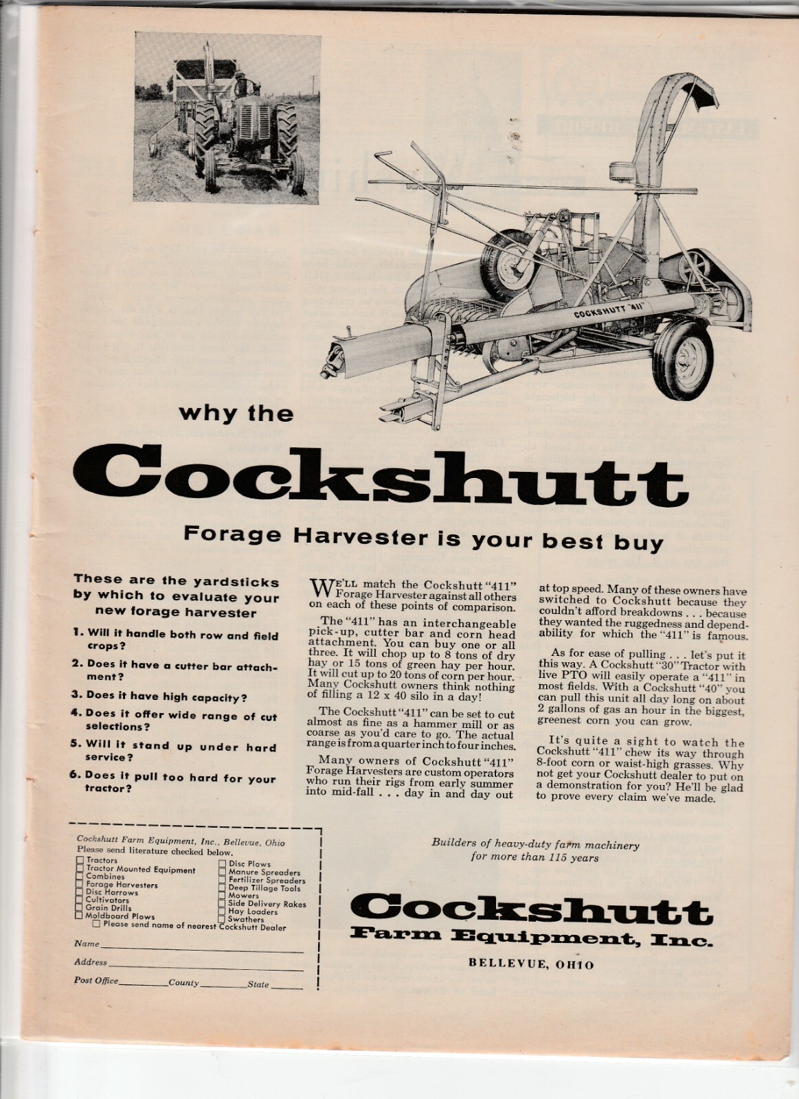 Original 1954 Cockshutt Forage Harvester Magazine Ad