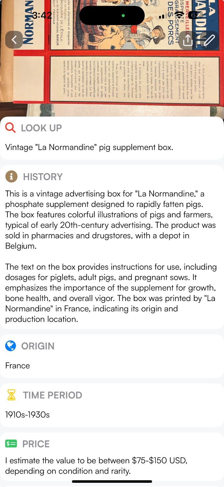 Rare Large Antique Vintage 1910s Normandine Pig Medicine Box, Farm Decor!