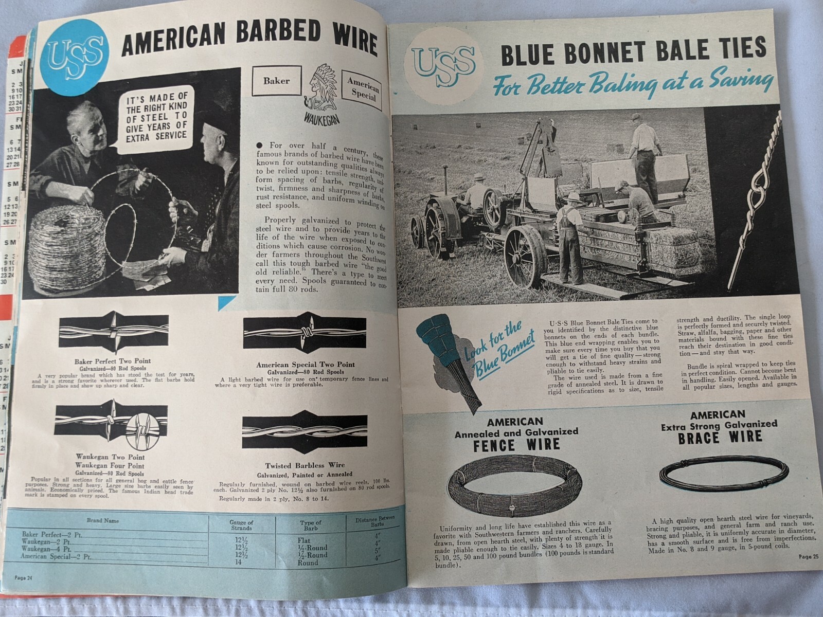 1944 USS Farmer’s & Rancher’s Handbook – Catalog Steel Products Fence Roof Nails