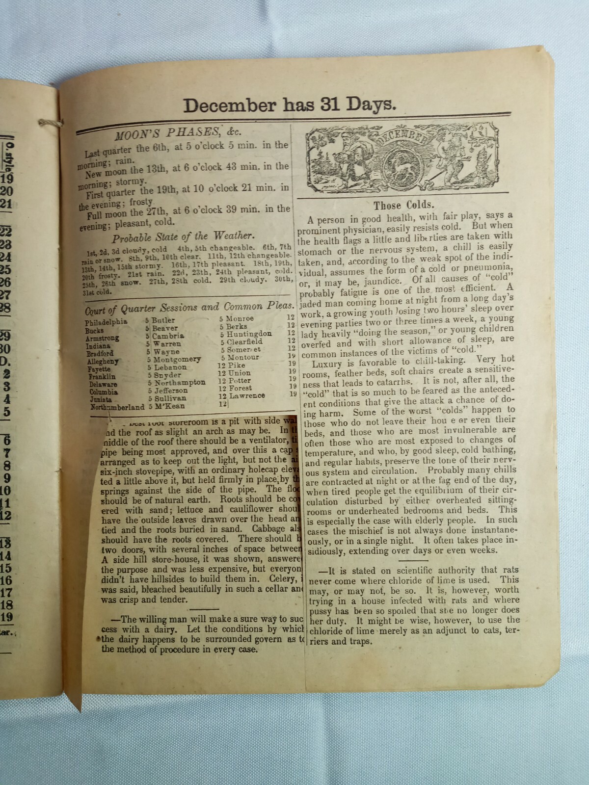 1898 John Bear Baer’s Agricultural Almanac Lancaster, PA Antique Farmers Vintage
