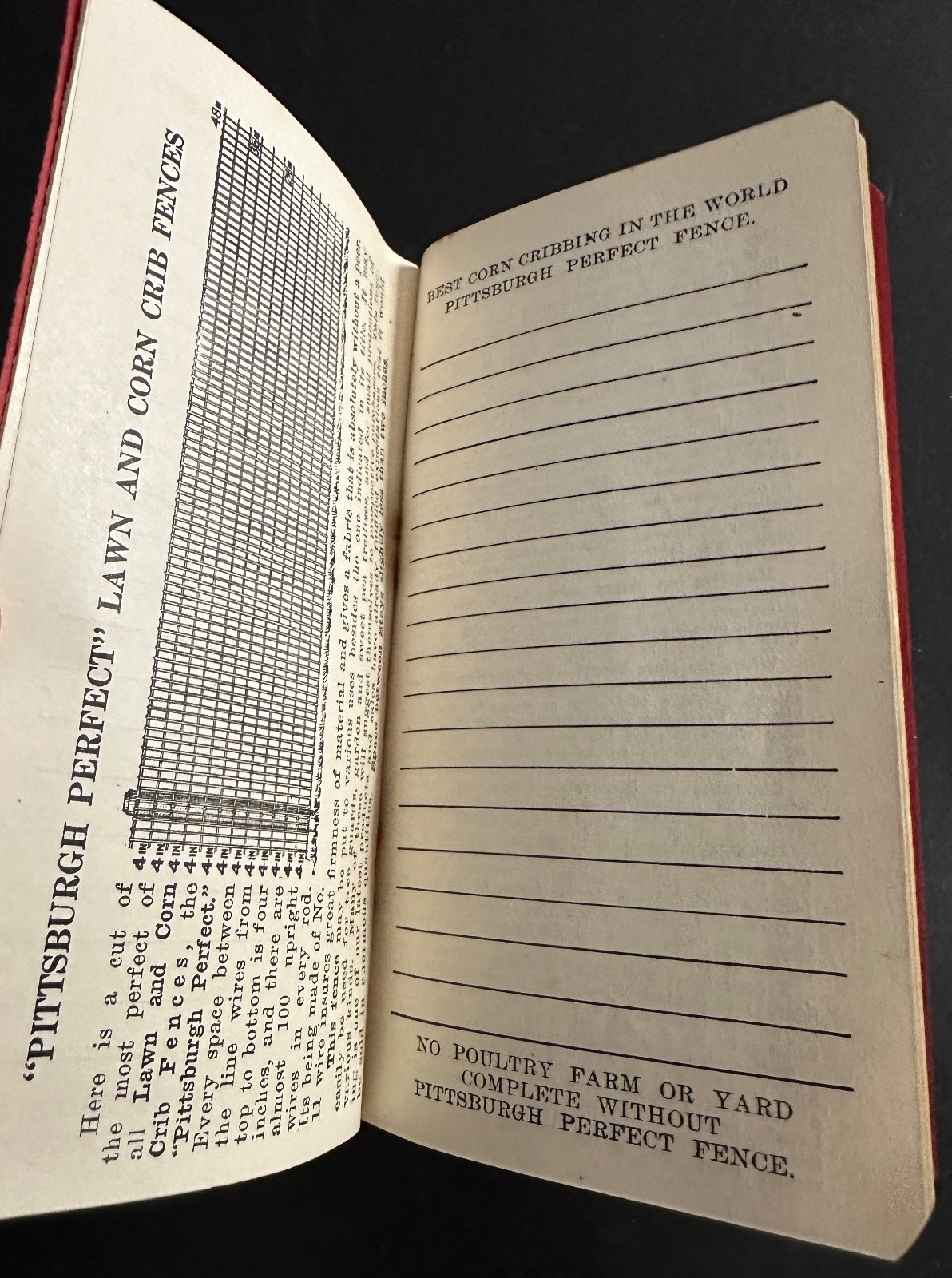 Lot of 2 Pittsburgh Steel Wire Fence Pocket Memorandum Notebooks Chambersburg PA