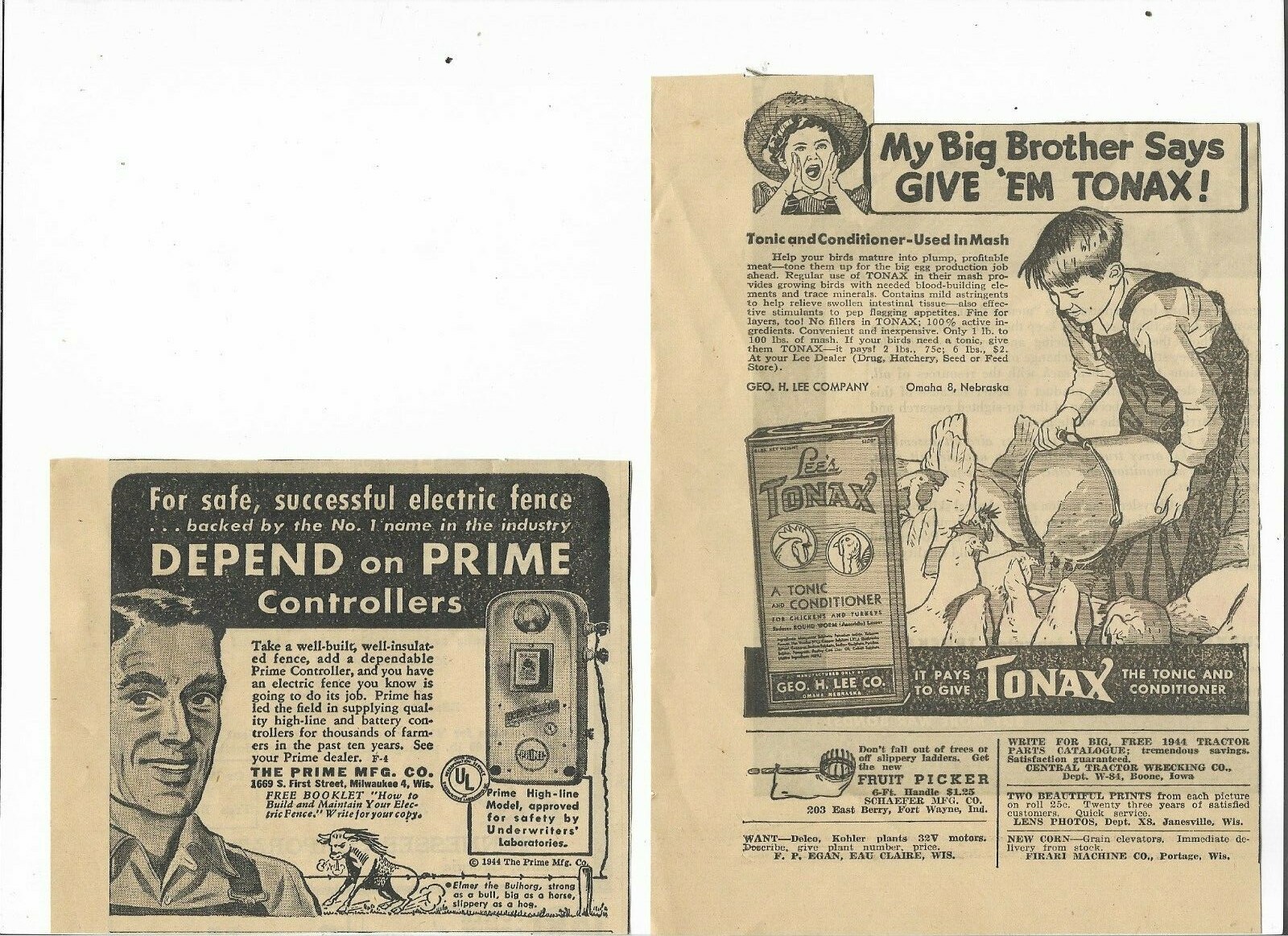 Wisconsin 1944 Agriculture Farm Household 12 ads New Idea Hinman Monarch Ball