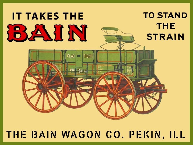 Bain Wagon Co. of Pekin, Illinois New Metal Sign: 9×12″ Ships Free