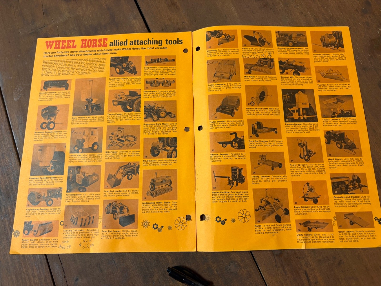 Vintage 1968 Wheel Horse Garden Tractor Attachments Brochure
