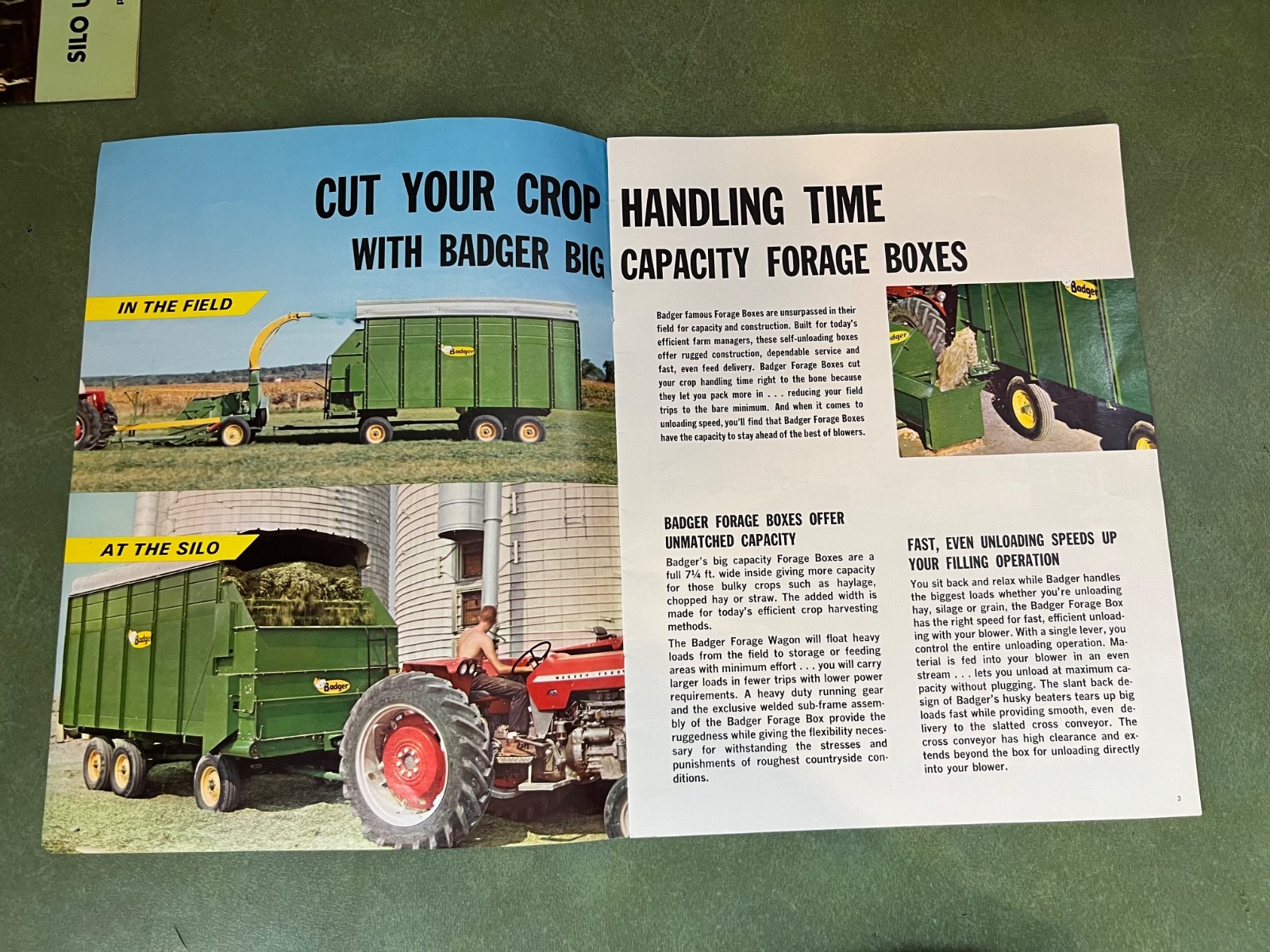 Original 1960’s Badger Automatic Self Unloading Forage Box Sales Brochure