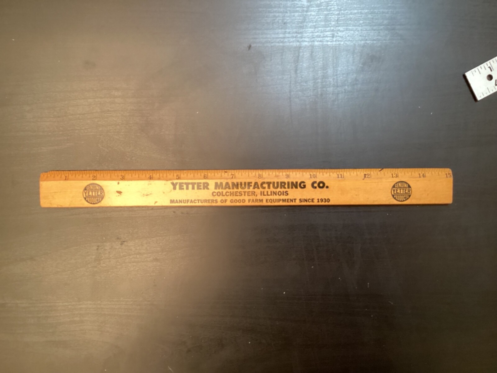 VTG 15″ WOOD RULER YETTER MFG CO COLCHESTER IL FARM EQUIPMENT PRODUCT LINE