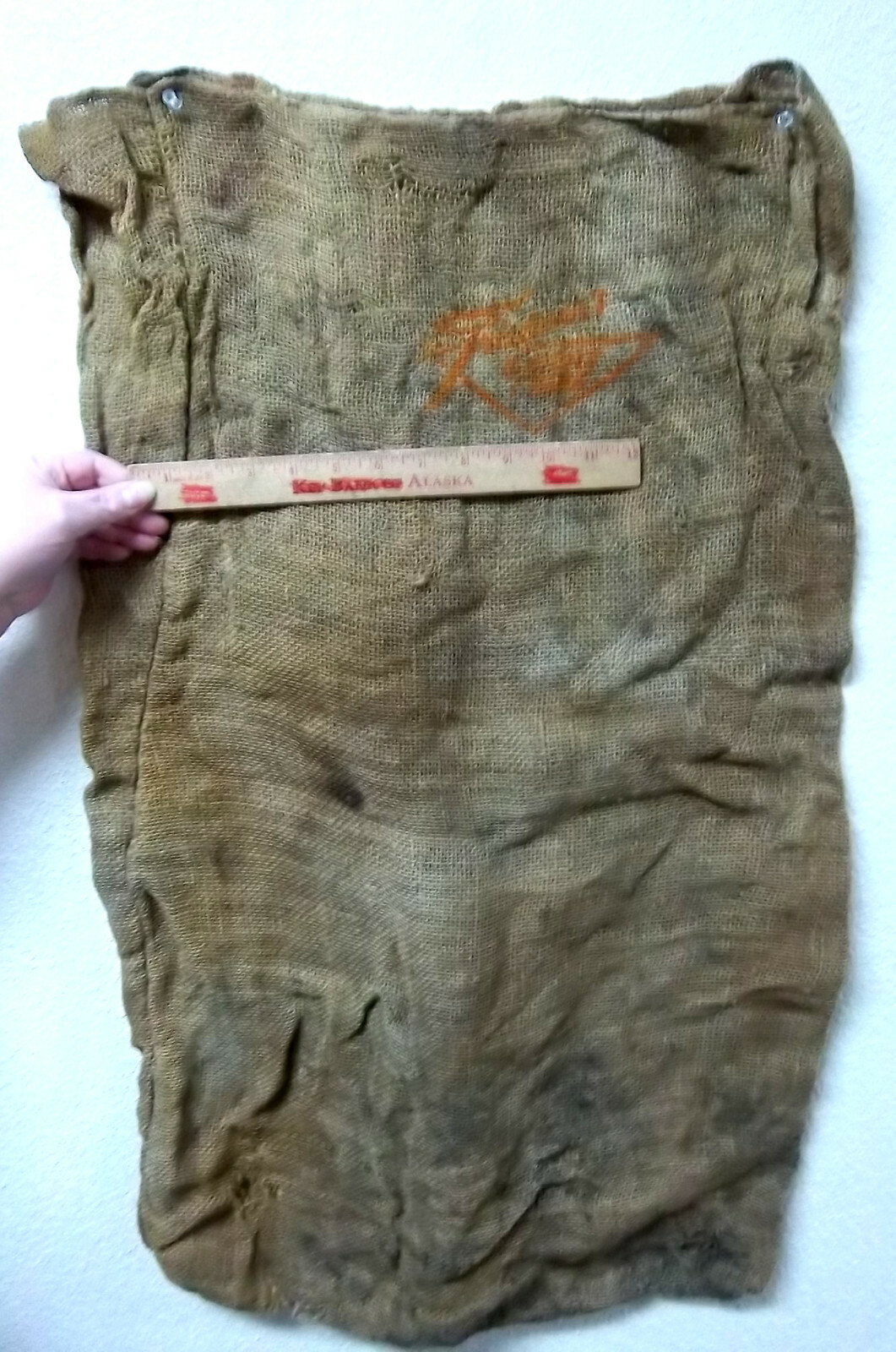 Russet Farms US no. 1 Potatoes (EMPTY) Burlap Bag, great home decor item 33 x 18