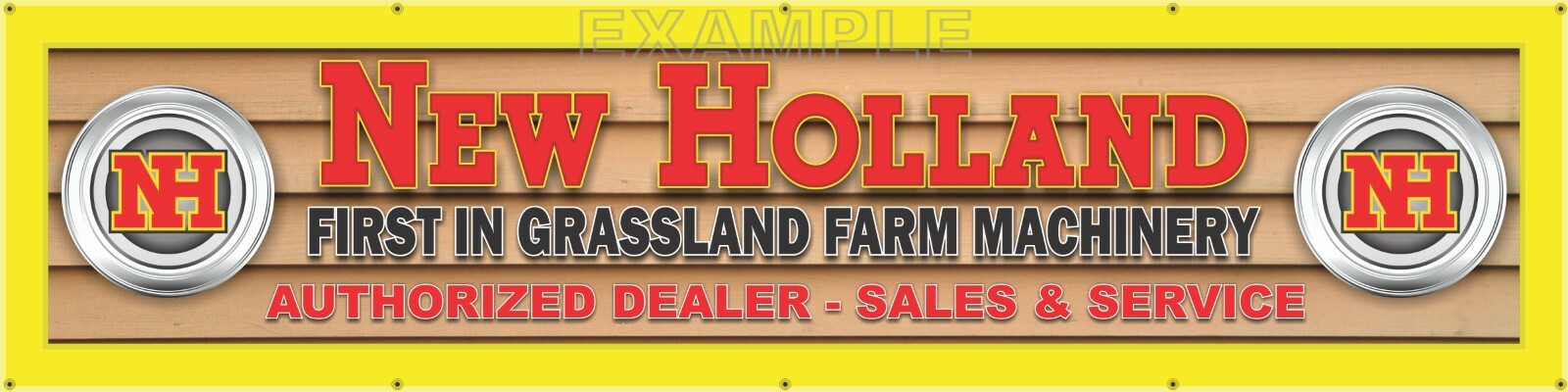 NEW HOLLAND TRACTOR DEALER LETTER SIGN REMAKE PRINTED BANNER ART MURAL 24″ x 96″