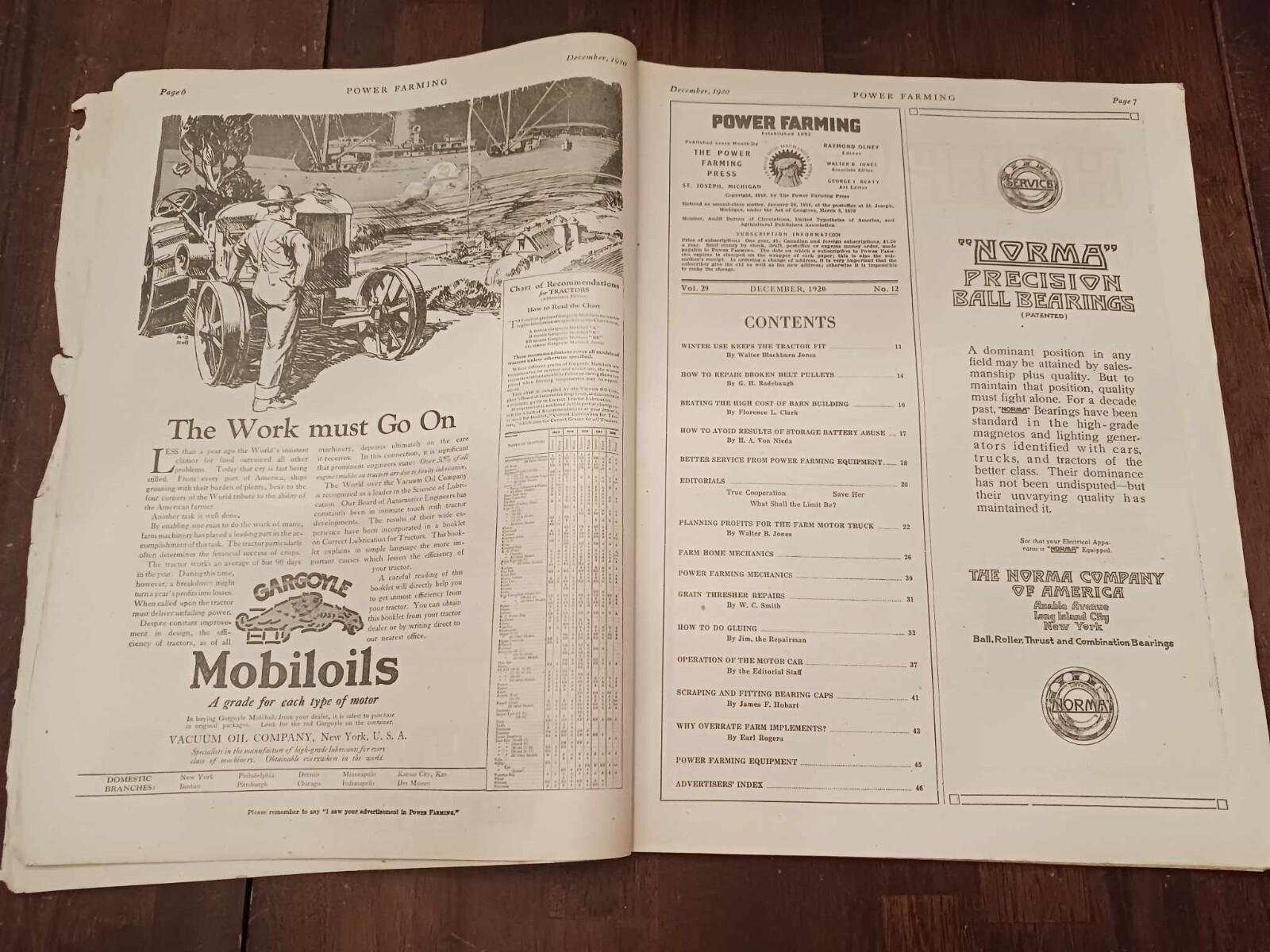 Vintage Magazine Power Farming December 1920 Holt Caterpillar Ad Photos Tractor
