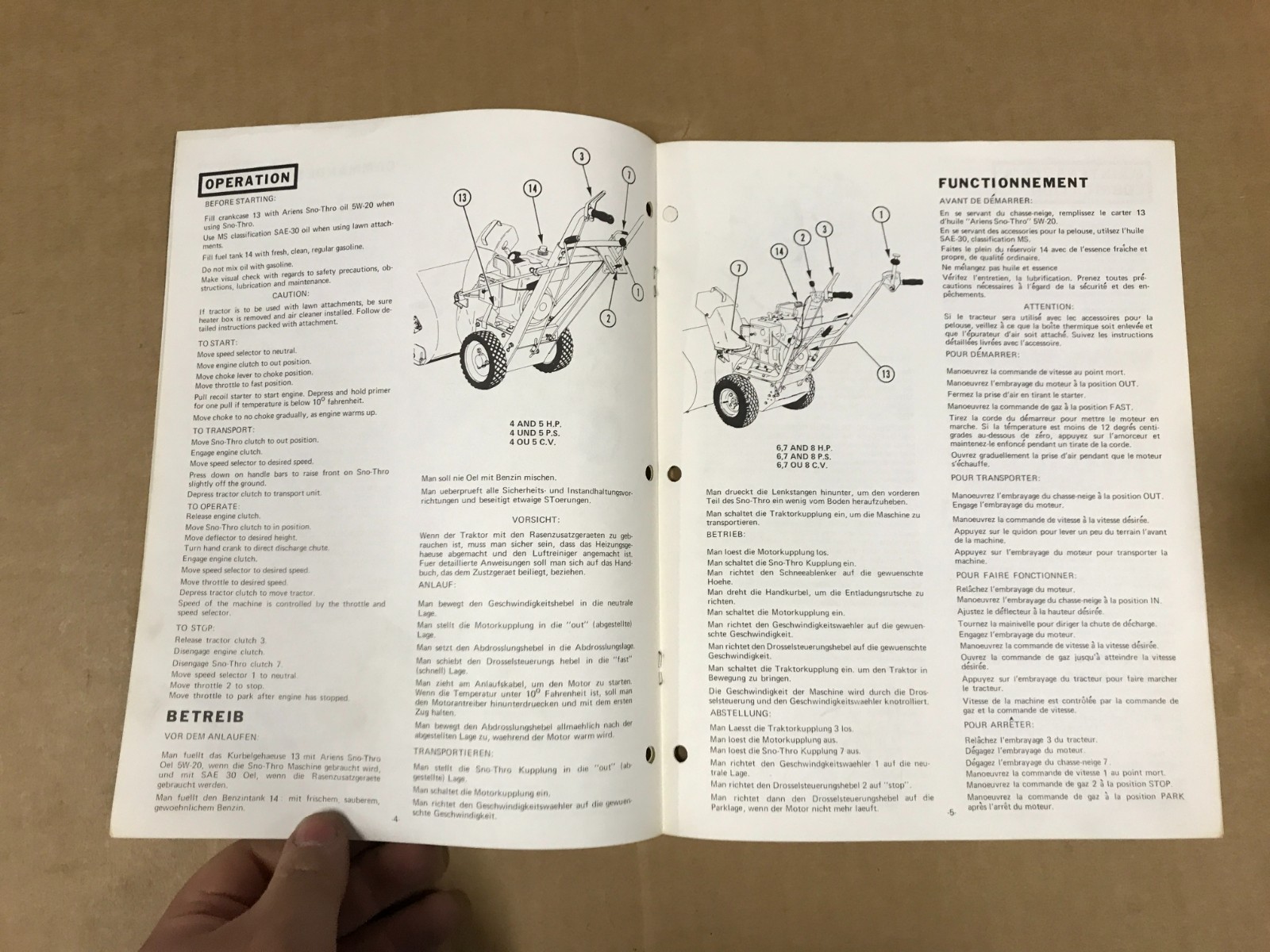 Vintage Ariens Sno-Thro Owner’s Manual Booklet – Form STOI-72