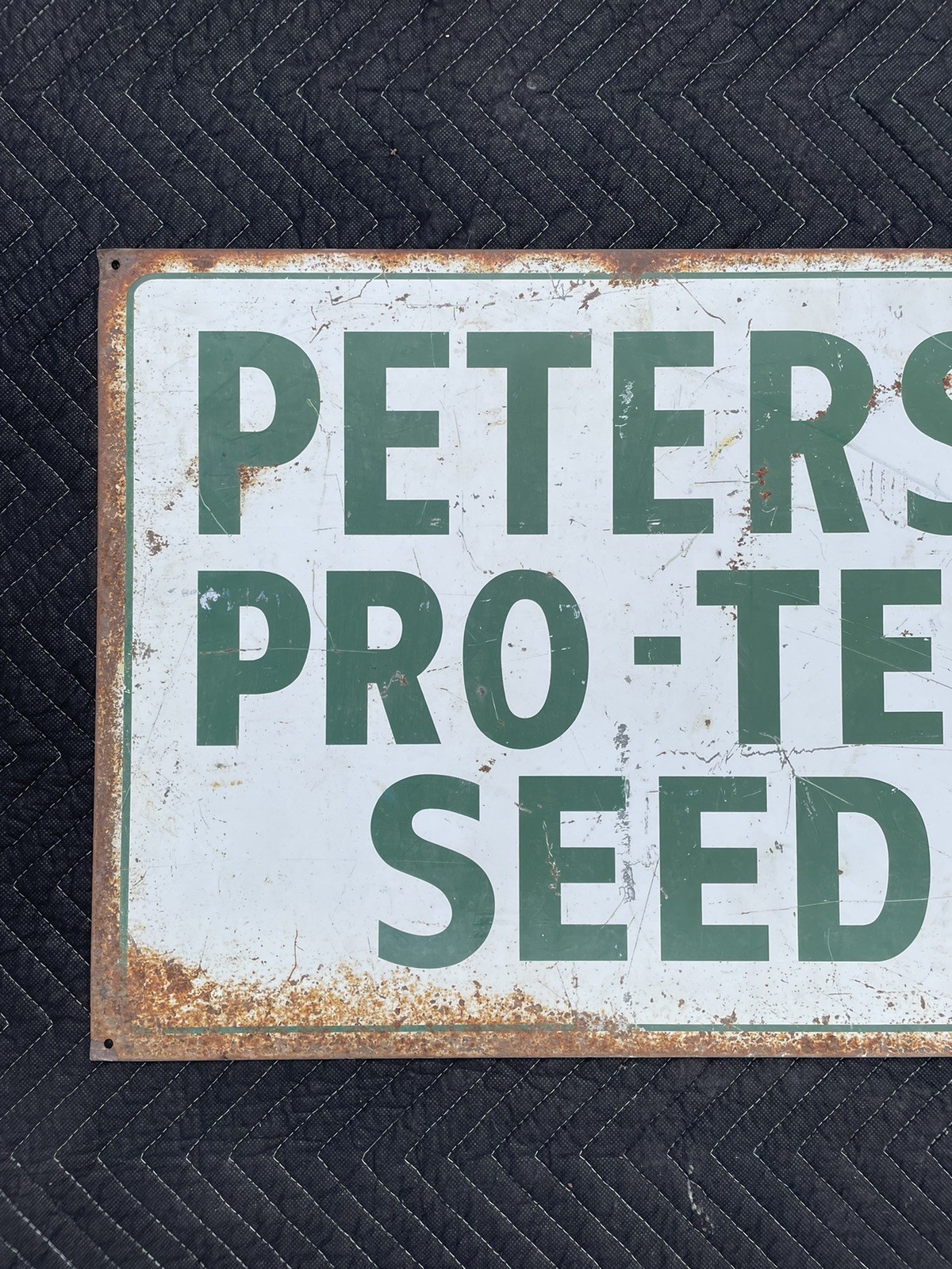 Peterson Pro-Team Seeds Painted Metal Sign 48” x 18” Vintage