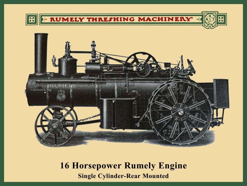 16 HP Rumely Steam Engine, Threshing Machine New Metal Sign: 9×12″ Ships Free