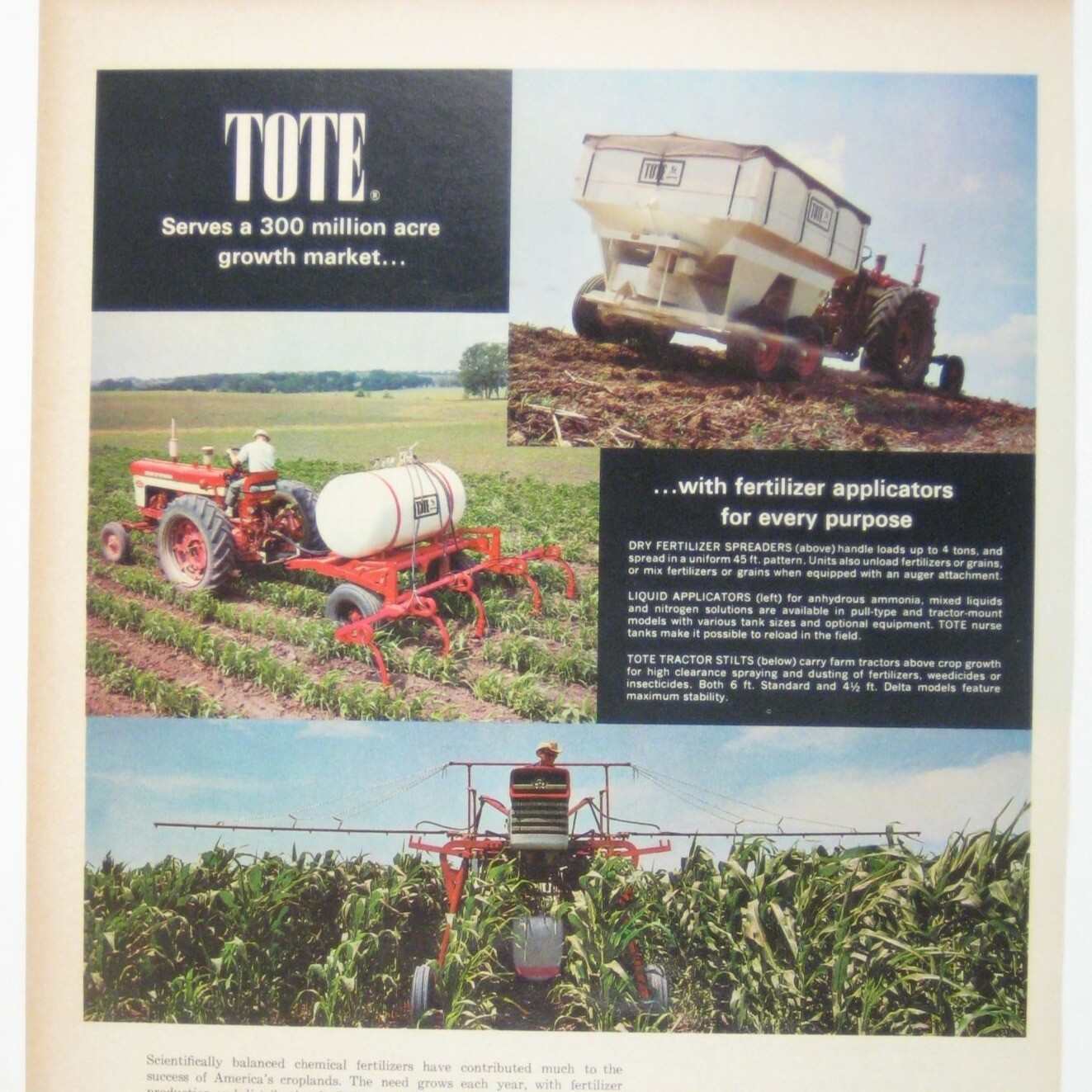 Tote Fertilizer Applicator Agriculture Equipment Vintage Print Ad Farming