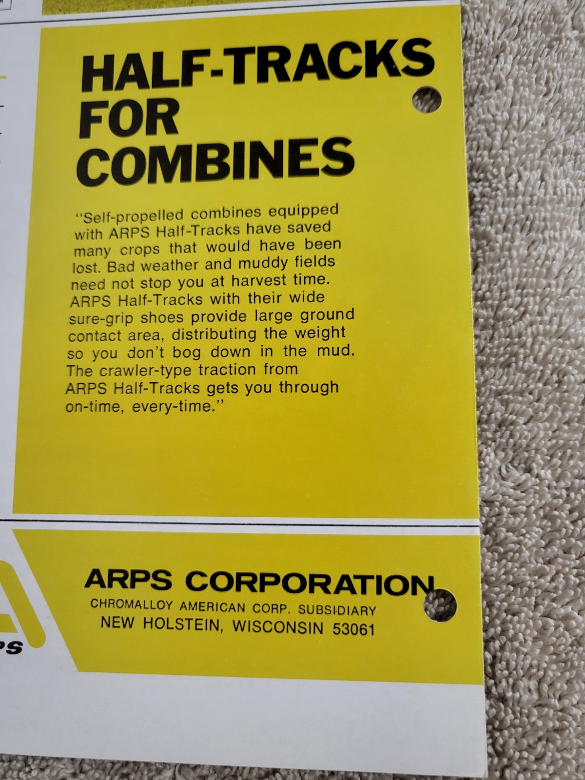 Vintage 1960’s ARPS Tire Traction BROCHURE Allis Chalmers Tractor Oliver IH IHC