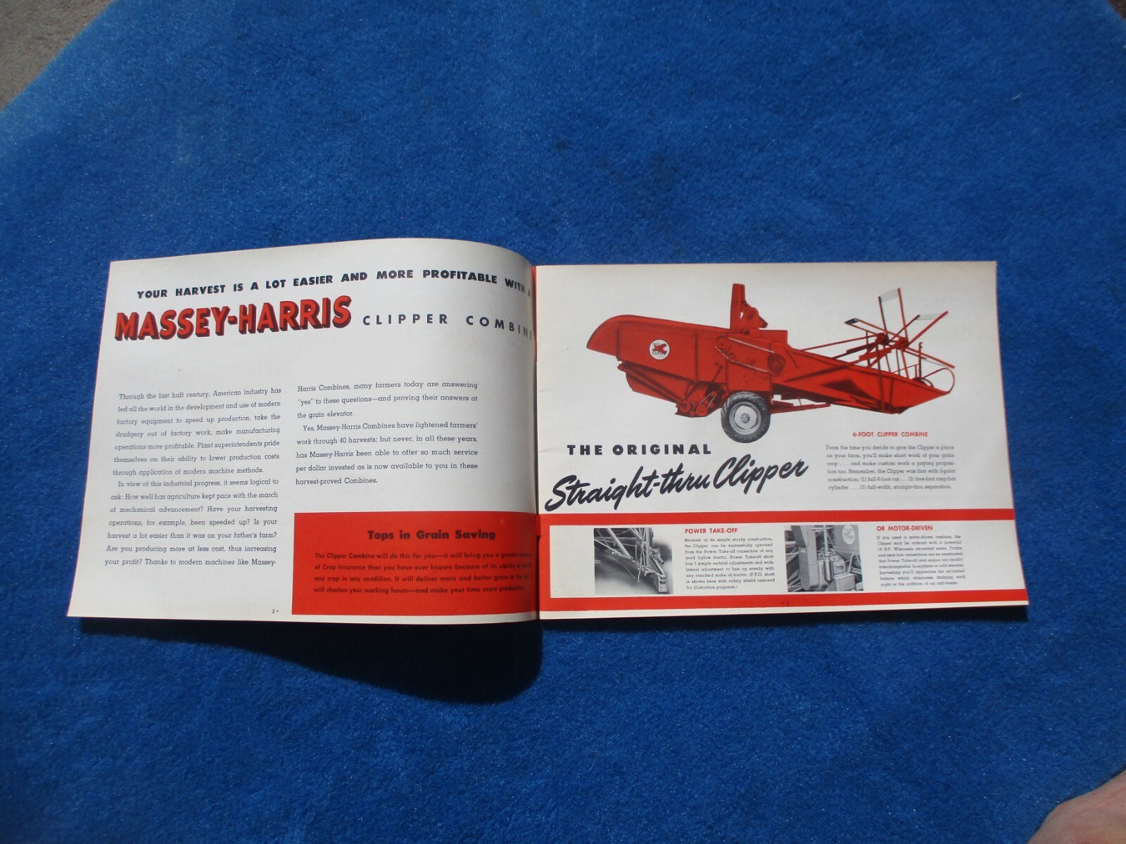 Massey Harris 1950’s Combine Sales Booklet Many Full Color Pages Original NOS