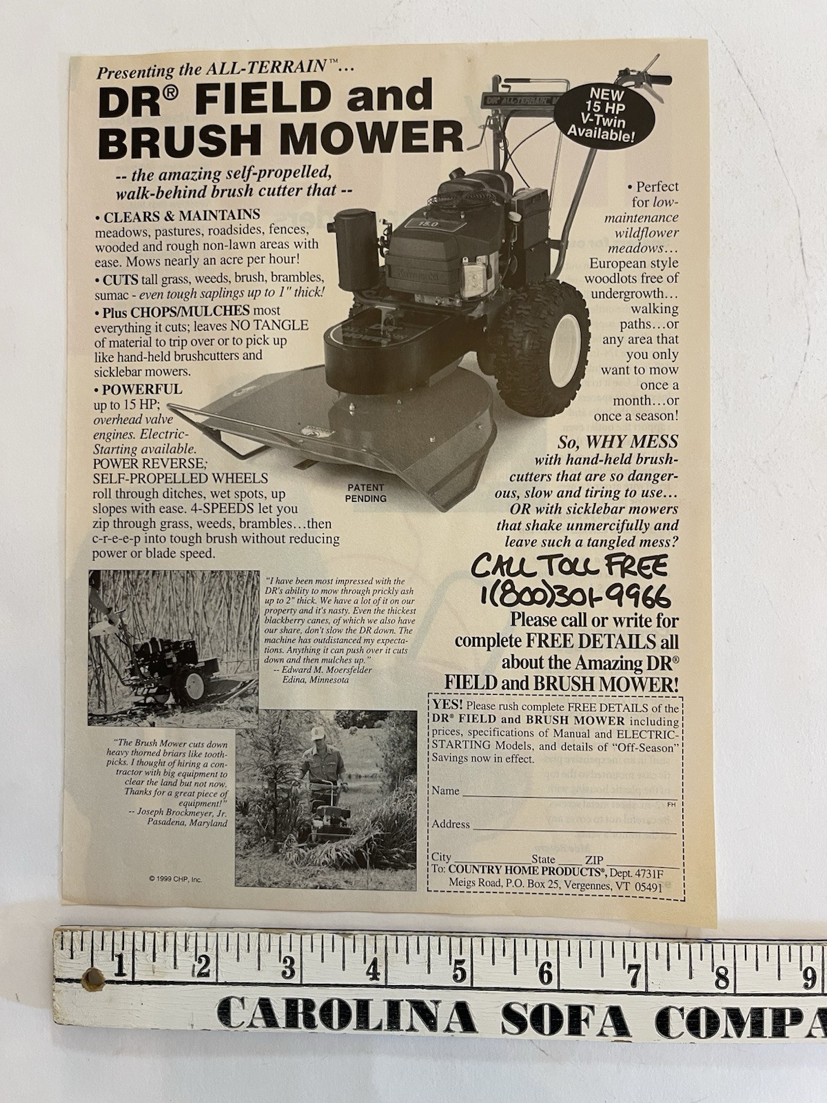 Vintage 1999 Print Ad DR Field & Brush Mower Advertisement