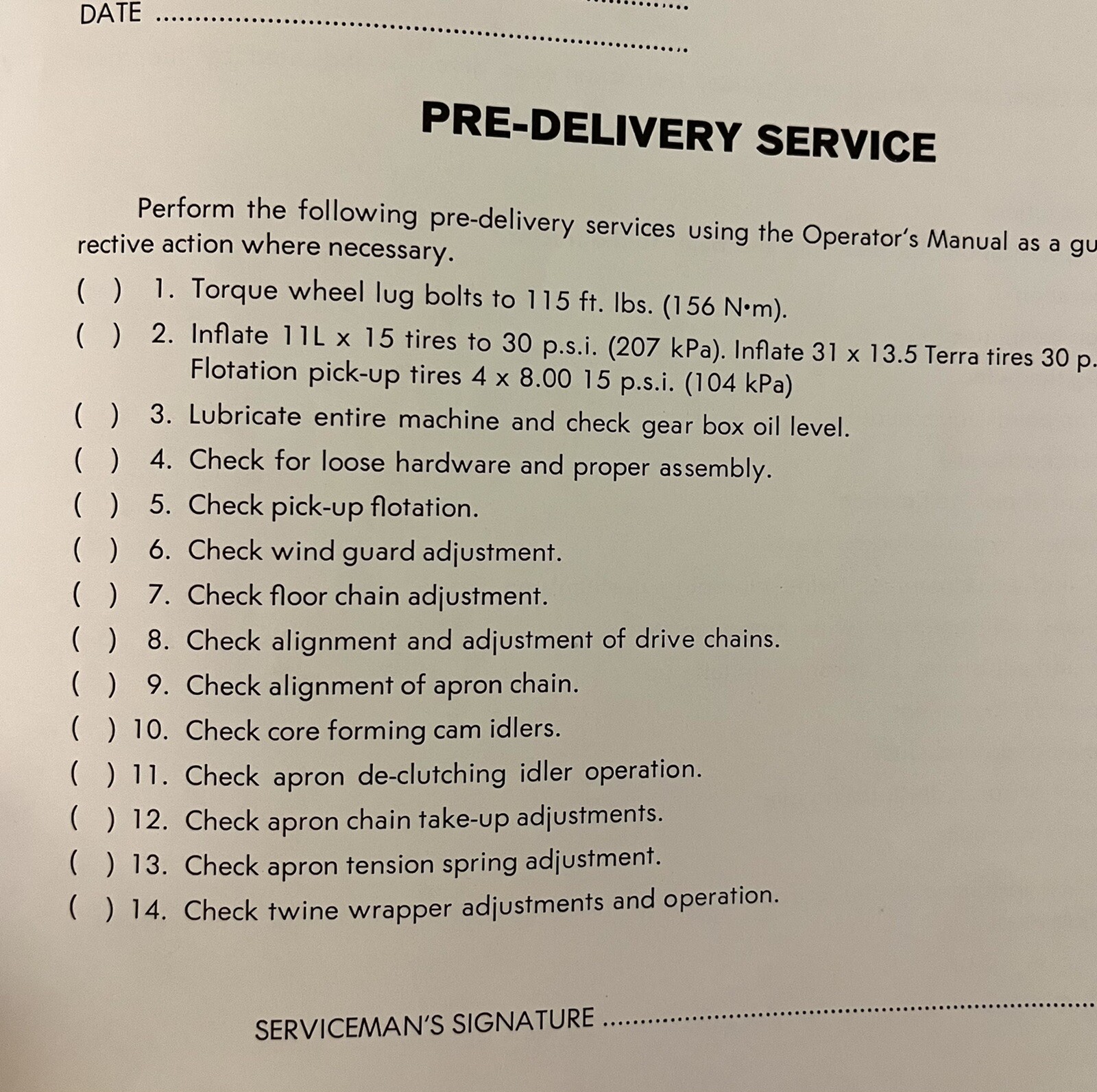 SPERRY NEW HOLLAND Assembly Manual For Round Baker #851