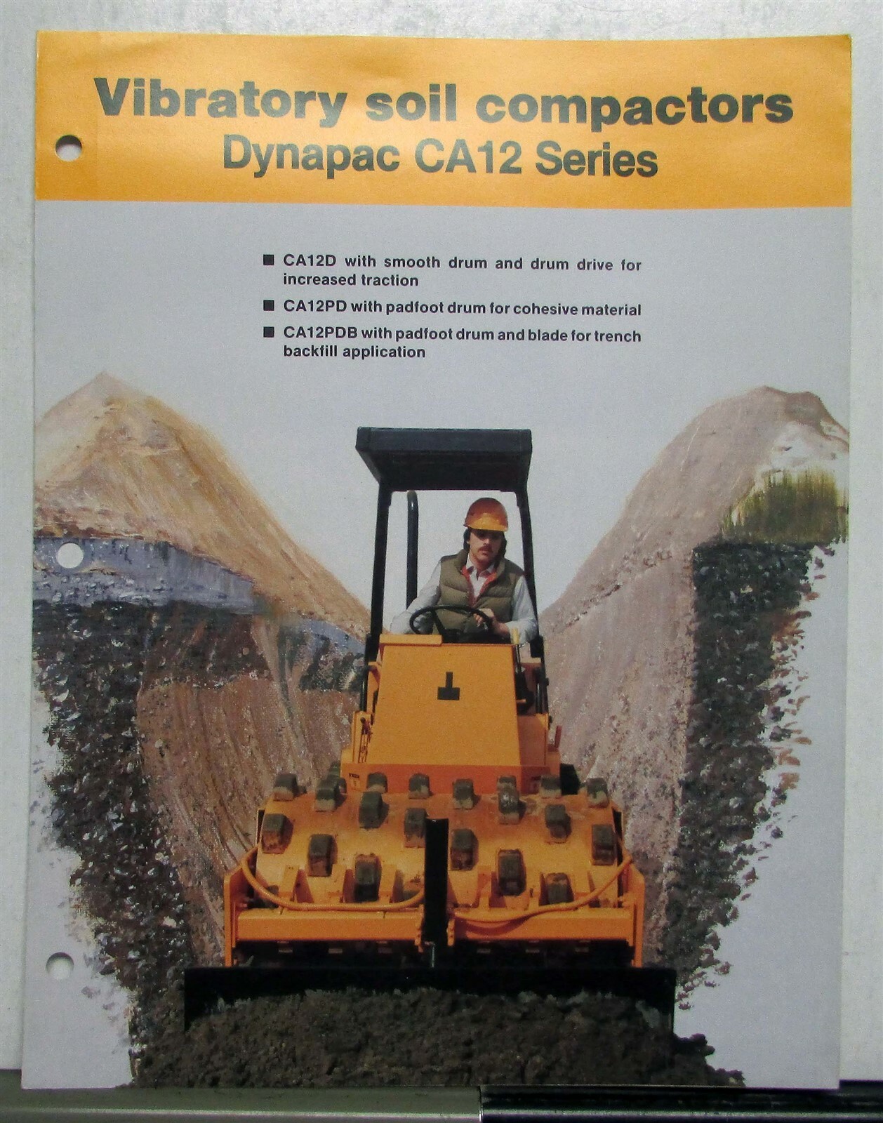 1986 Dynapac CA12 Series Soil Compactors Specs Construction Sales Brochure