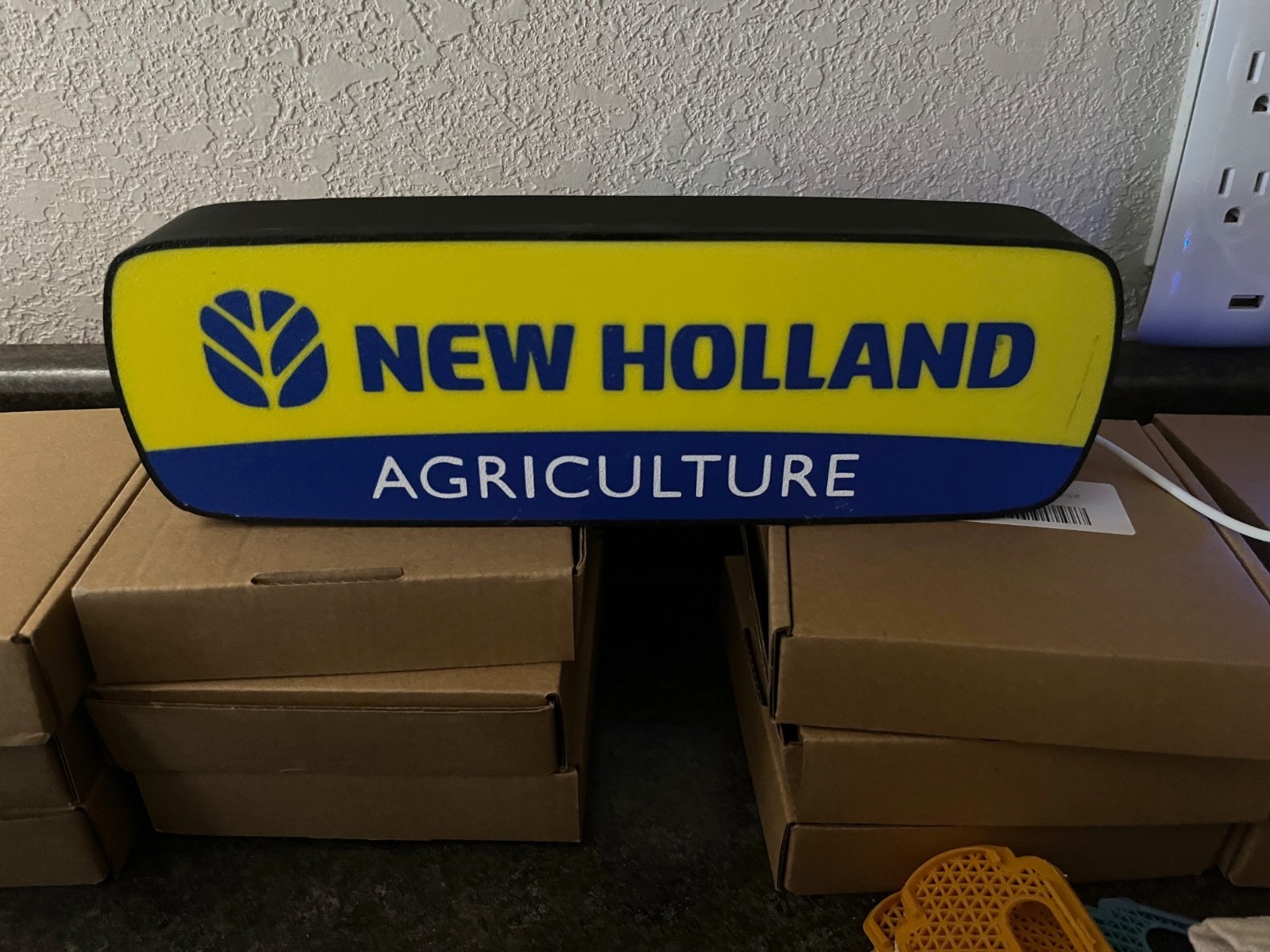 Lighted New Holland Agriculture Sign – 9″ Wide – Farm Equipment Advertising