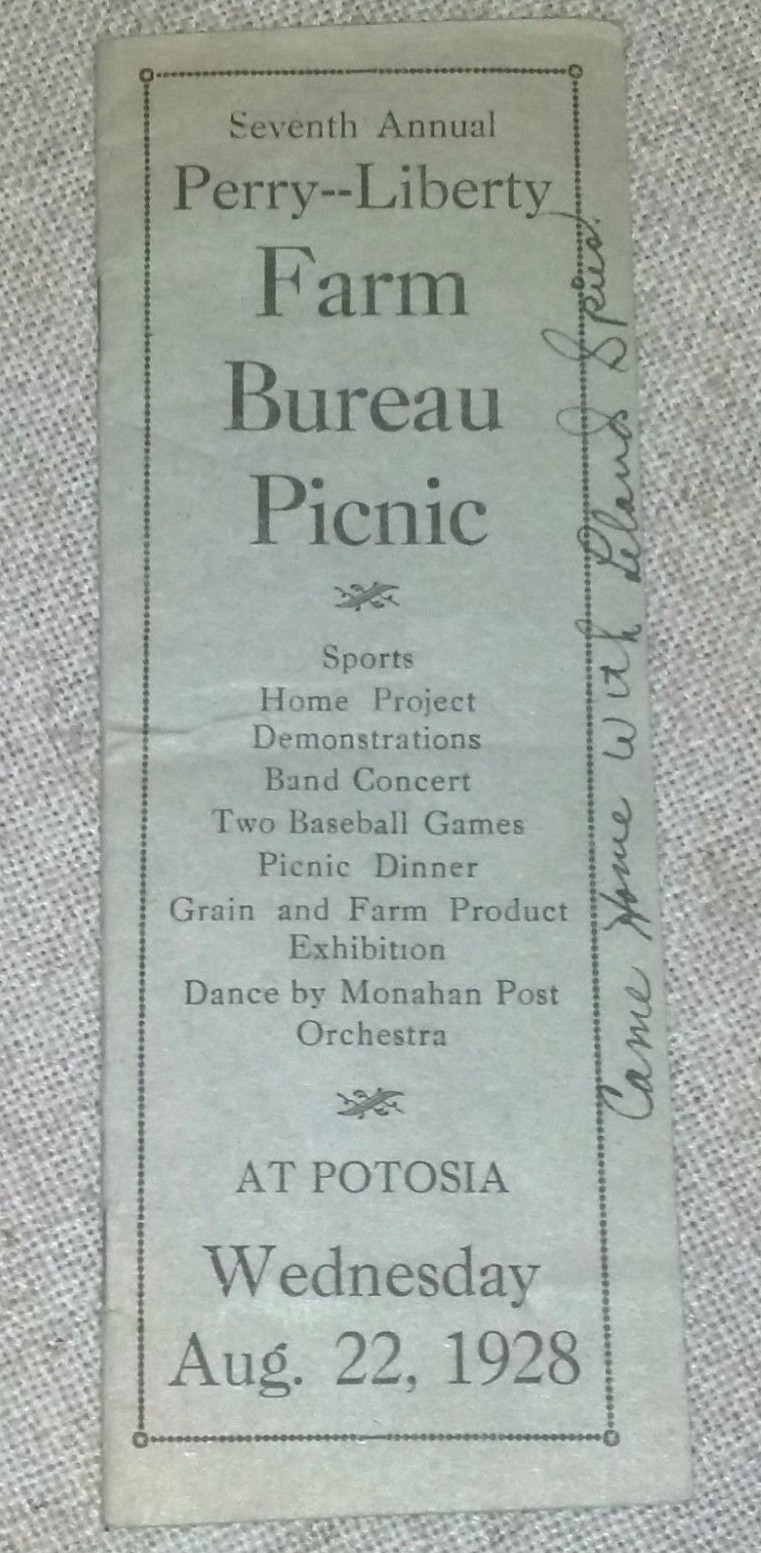 1928 7th Annual Perry Liberty Farm Bureau Picnic Program