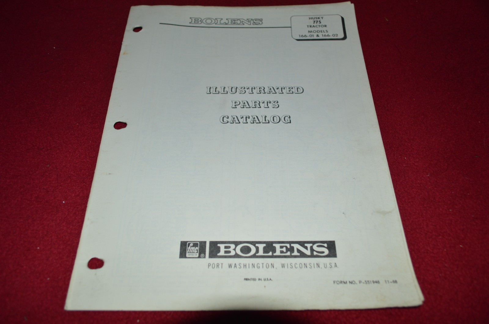 Bolens Husky 775 166-01 166-02 Tractor Dealer’s Parts Book Manual CHPA