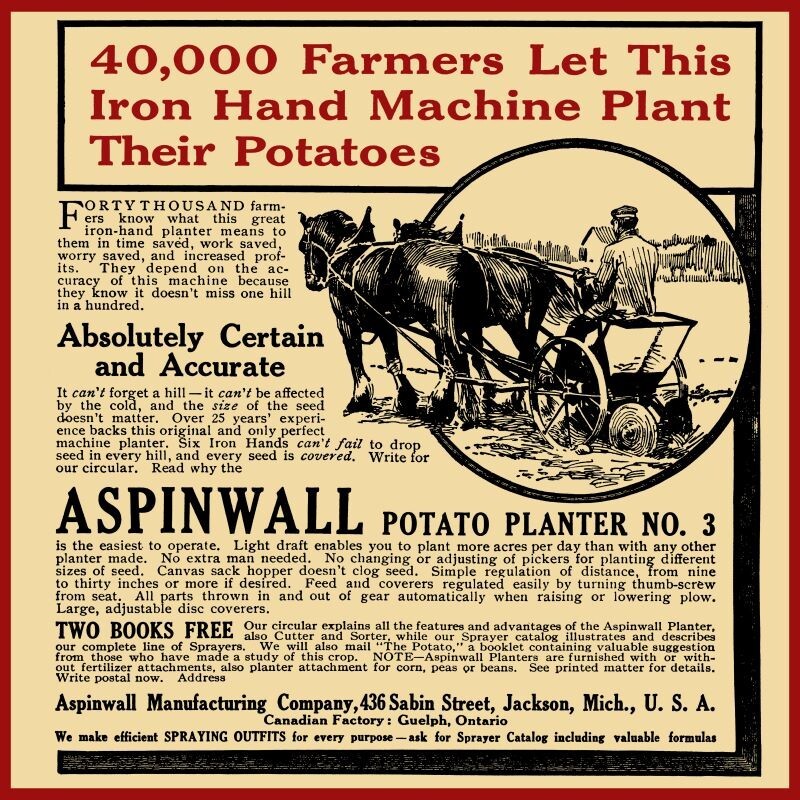 Aspinwall Potato Planters of Jackson Michigan NEW Sign 18″ Dia. Square USA STEEL