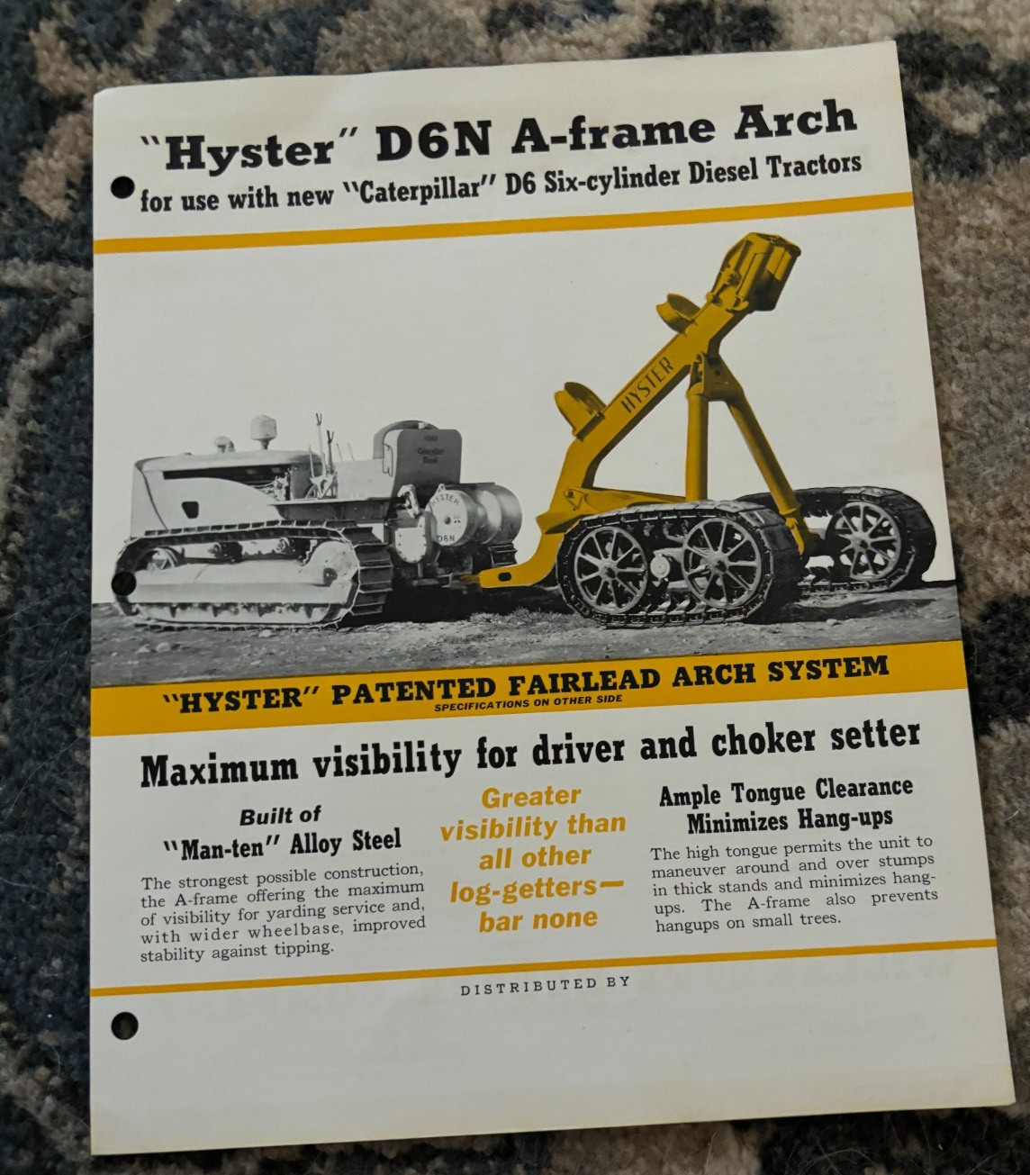 Hyster D6N A-Frame Arch For Caterpillar CAT D6 Tractor Brochure DCPA25 ver2