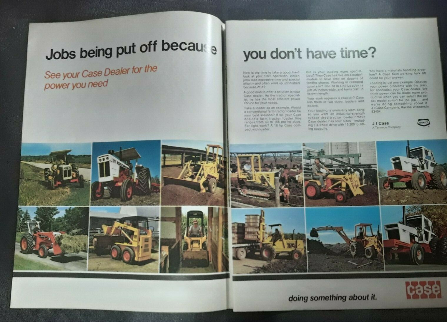 Original 1974 Case Tractor 2-Page Magazine Ad ‘Because You Don’t Have Time’