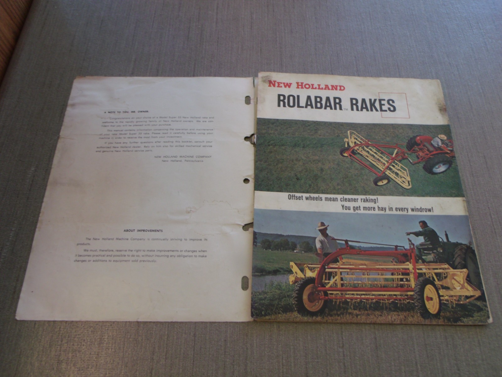 COLLECTIBLE NEW HOLLAND MODEL SUPER 55 ROLABAR RAKE OPERATING INSTRUCTIONS