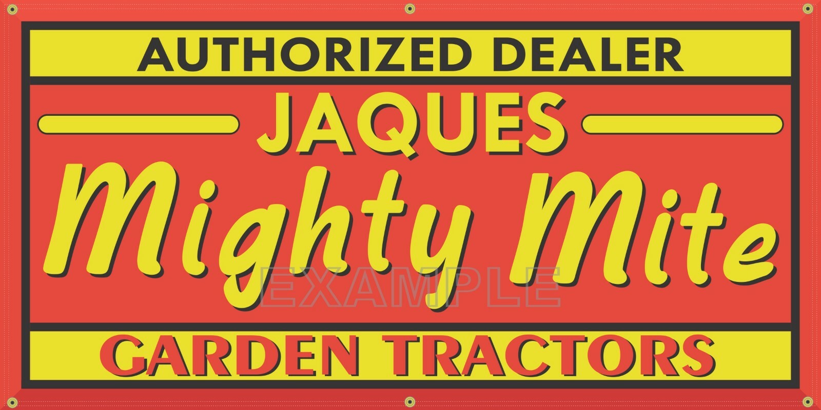 JAQUES MIGHTY MITE GARDEN EQUIPMENT TRACTOR DEALER VINTAGE SIGN REMAKE BANNER