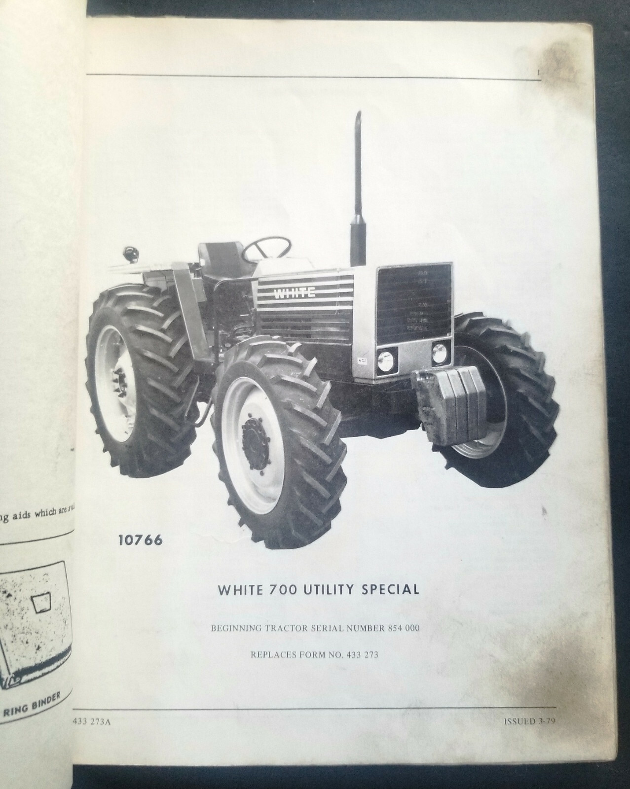 White Farm Equipment Model 700 Utility Special Tractor Dealer Parts Catalog
