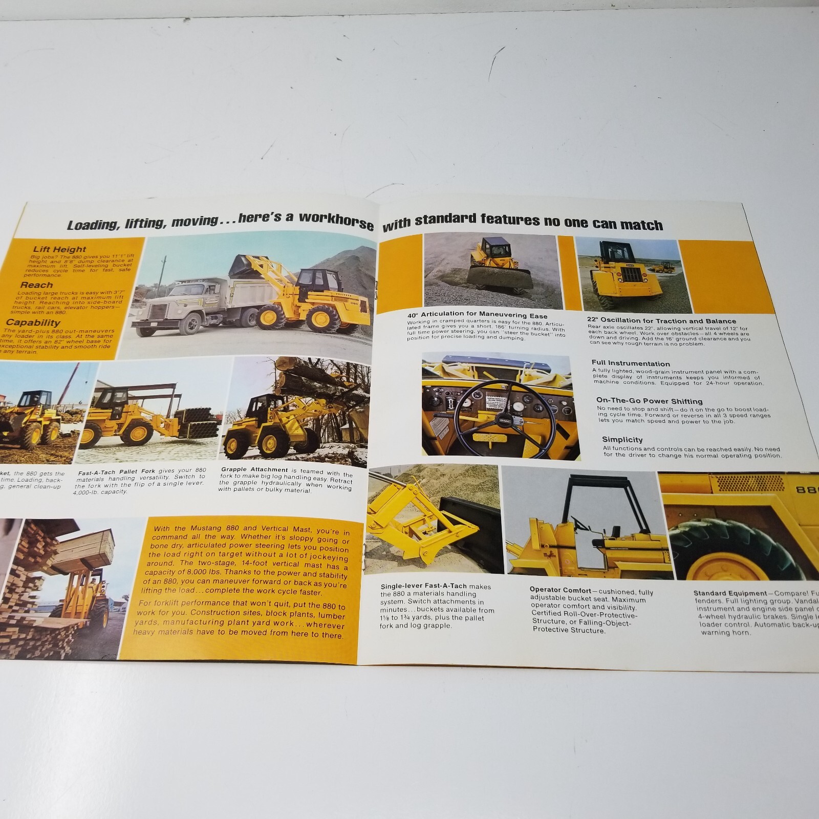Owatonna 880 Articulated Mustang Backhoe 1980 Sales Brochure Photos Specs