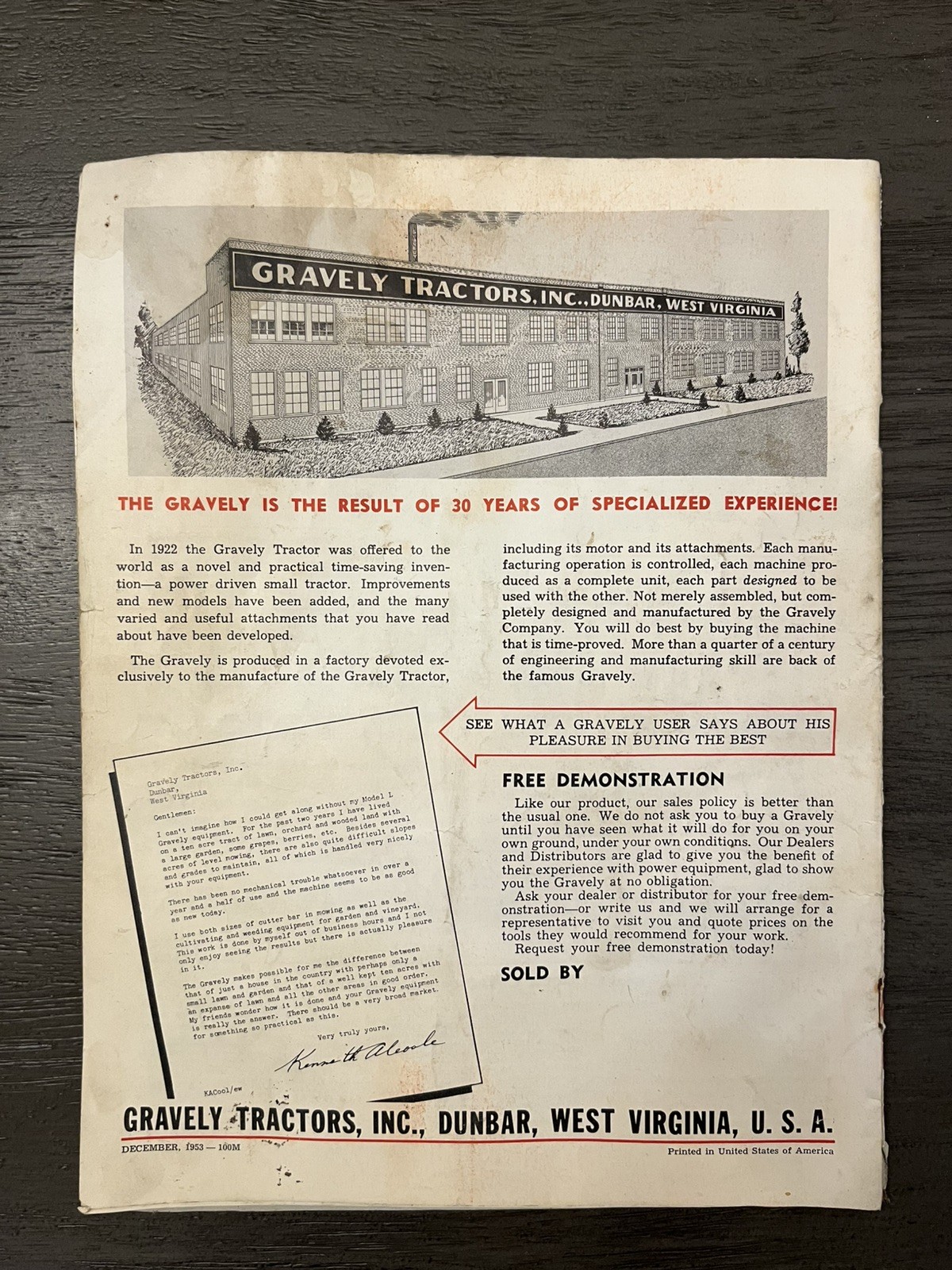 Vintage Collectible Gravely Power Equipment Catalog 1953 Power Vs Drudgery