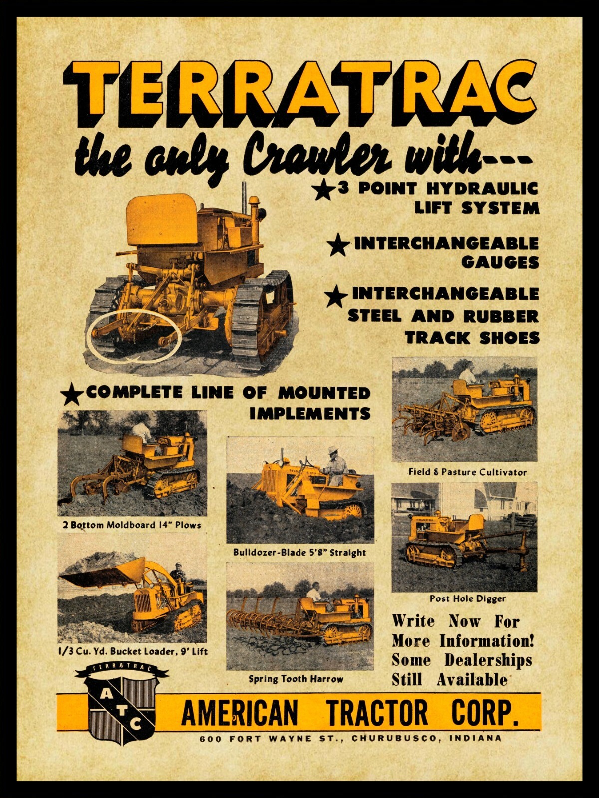 1951 American Tractors TerraTrac NEW Metal Sign 24″x30″ USA STEEL XL Size 7 lbs