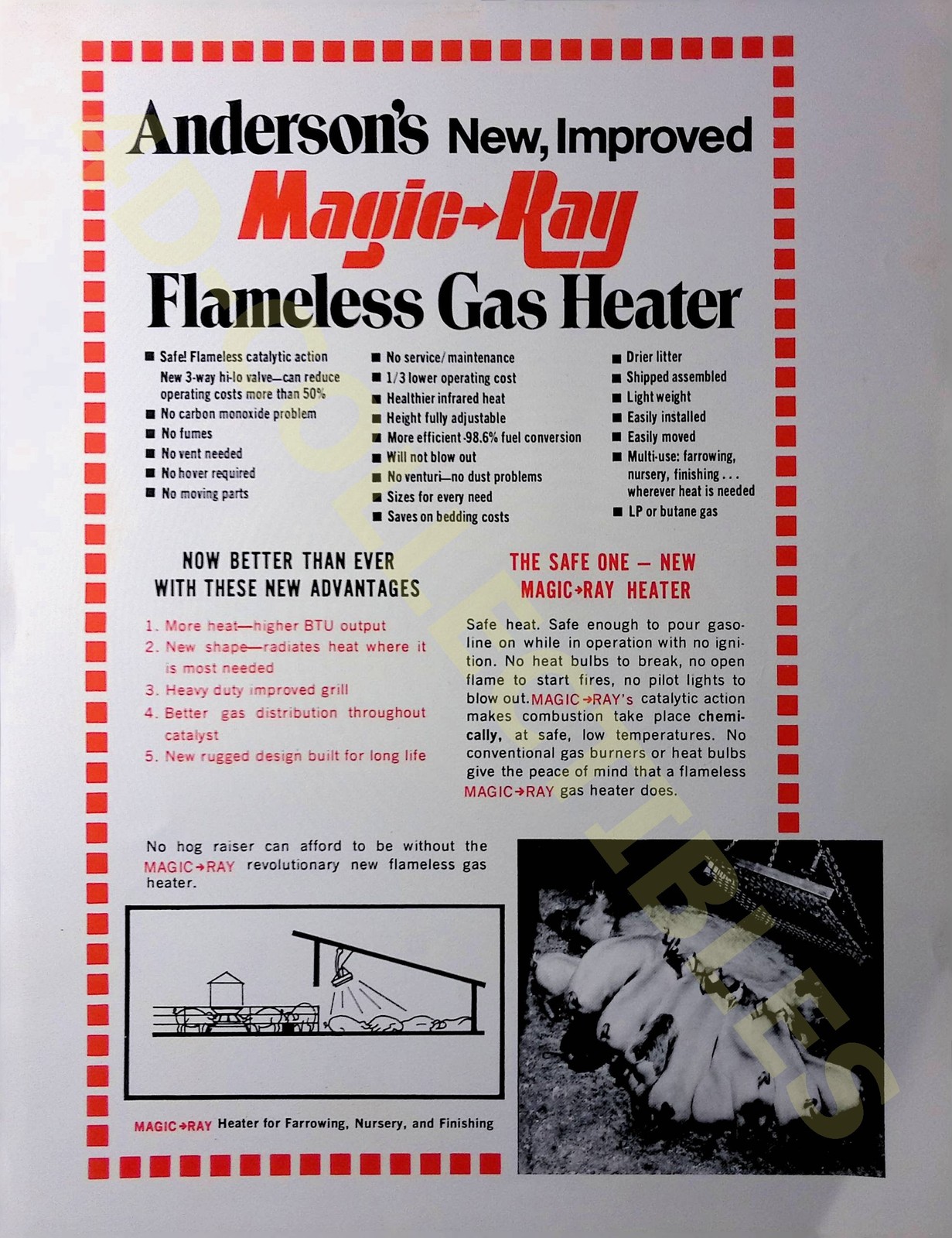 Vintage Anderson’s Magic-Ray Gas Heater Brochure Spec Sheet Farm Equipment