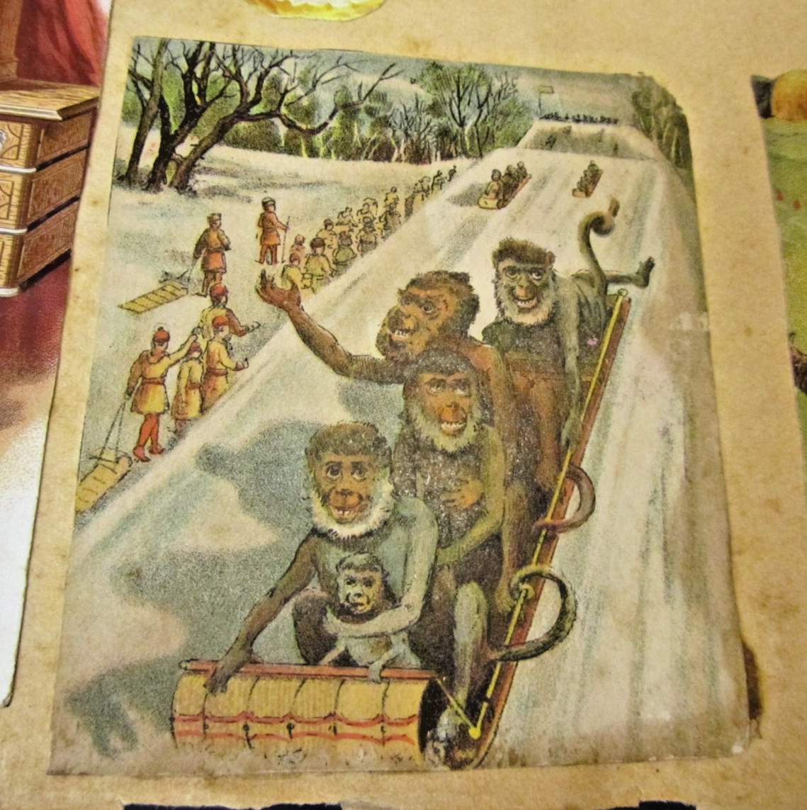 1890’s The Biggle Dinner Farmers at the First Table Victorian Color Litho + Card
