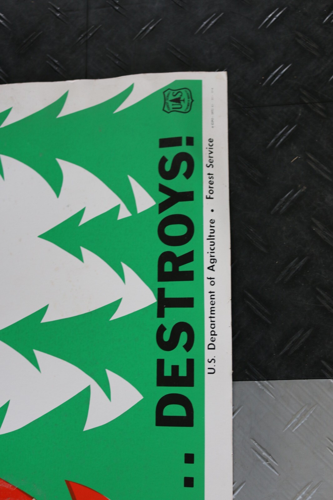 Vintage 1972 U.S. Department of Agriculture 44″x16 cardboard sign protect forest