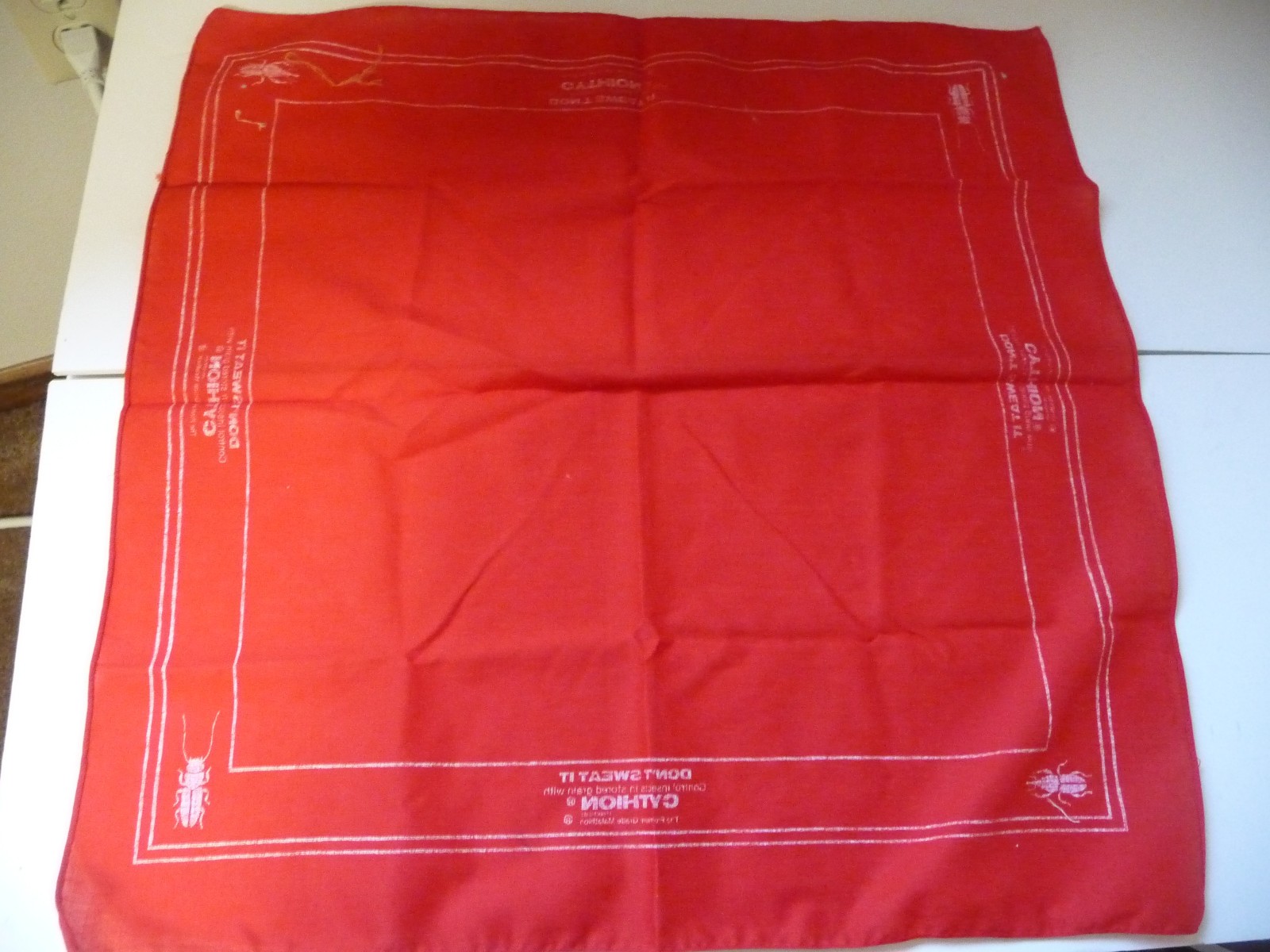 CYTHION SCARF RED WHITE CLOTH DON’T SWEAT IT Hanky Do-Rag AGRICULTURE PROMO.