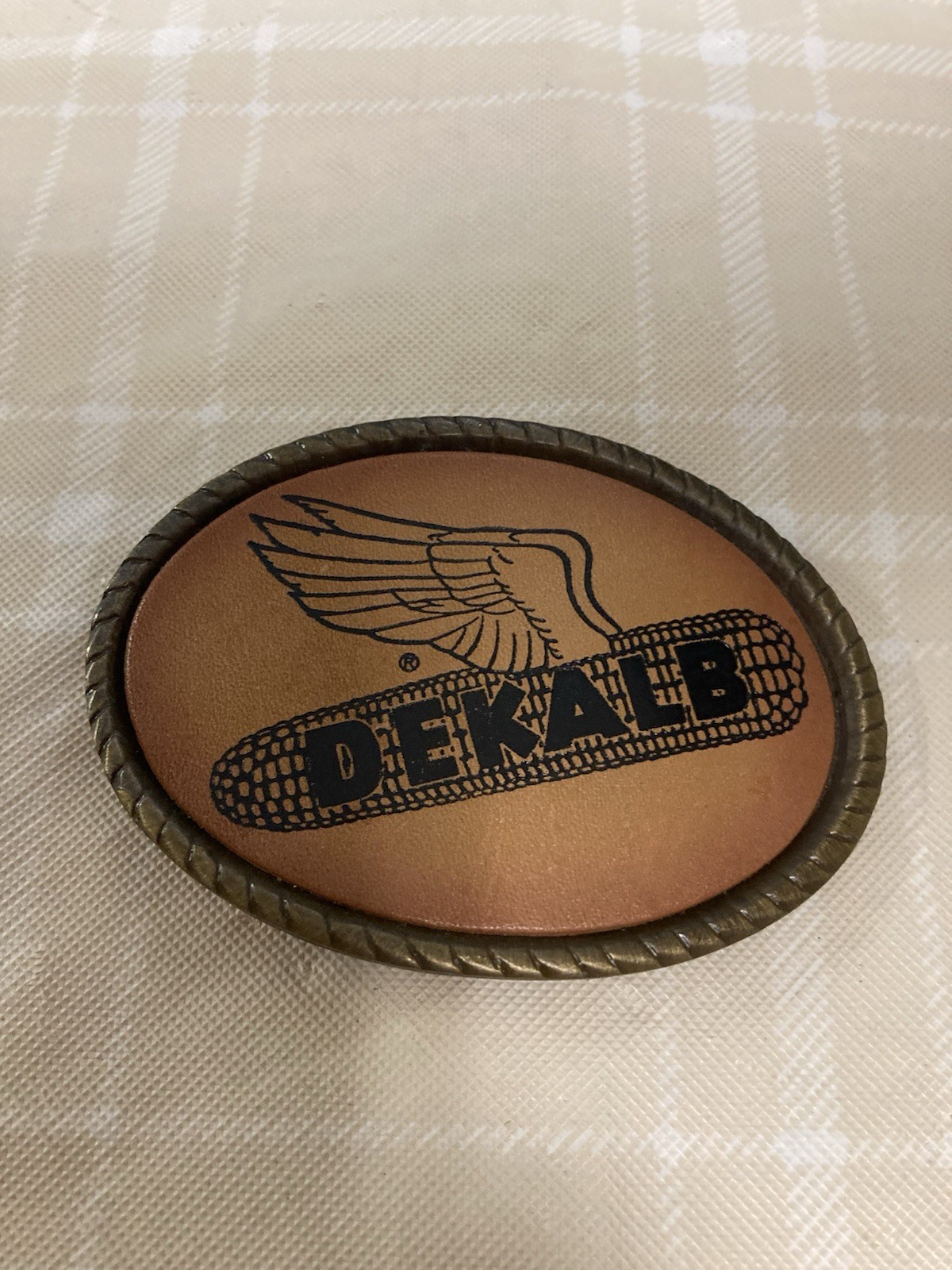 Vtg Dekalb Spec-Cast Flying Corn Logo Belt Buckle