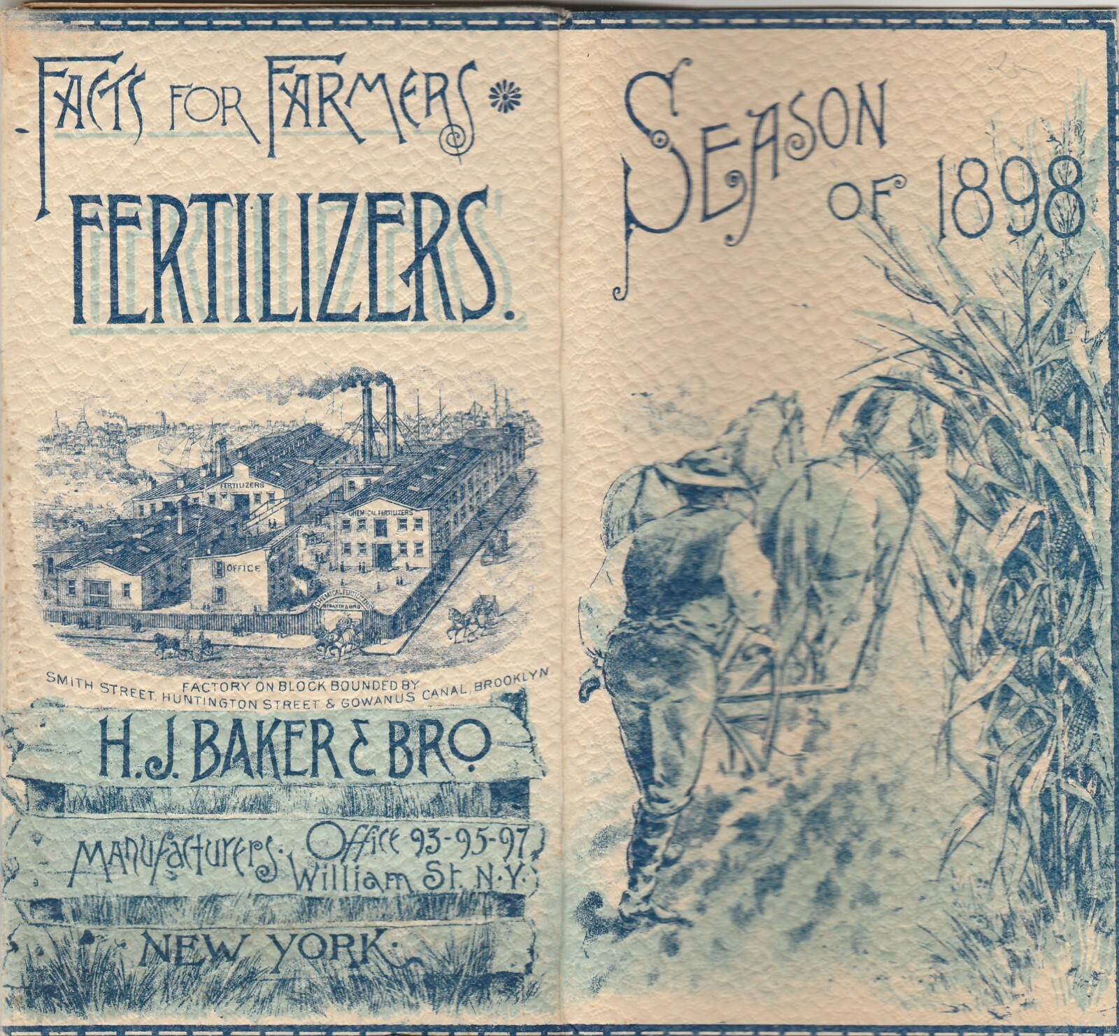 1898 FACTS FOR FARMERS~H.J. BAKER FERTILIZERS,MANURES SALES BROCHURE