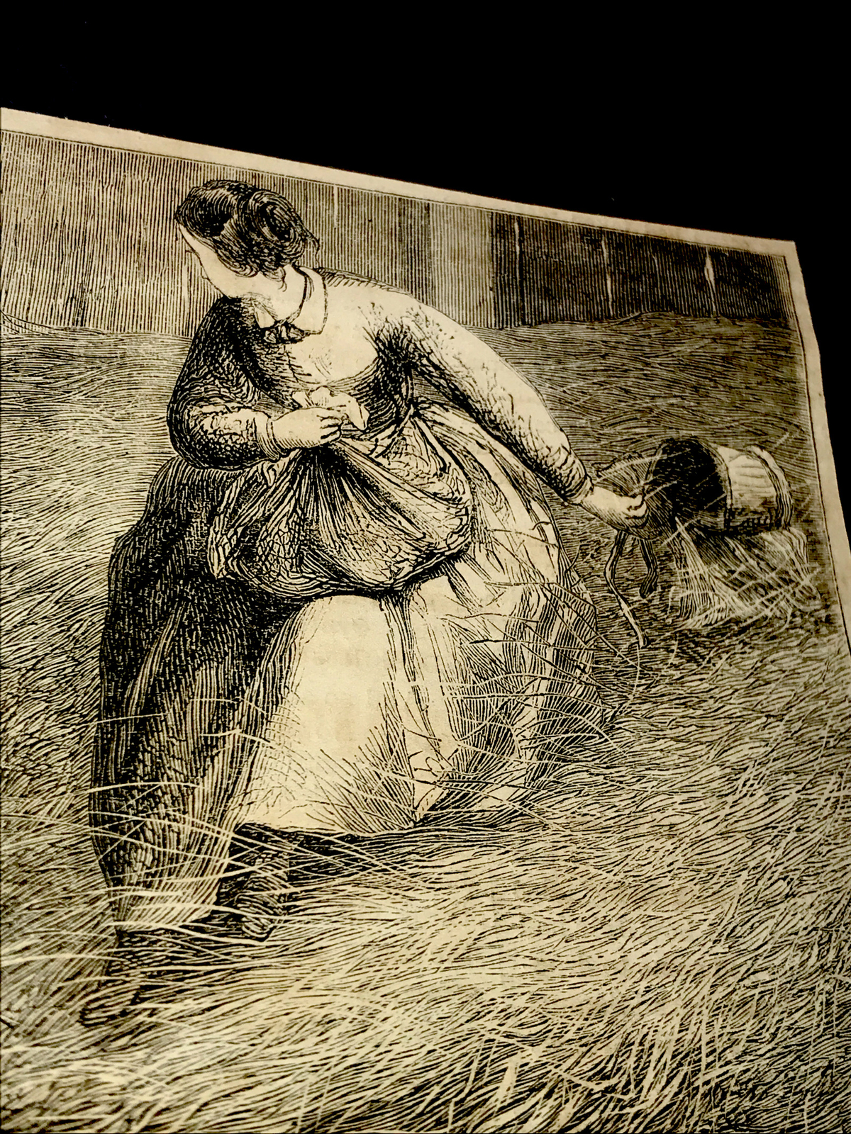 ORIGINAL 1872 Barn Scene Farm Engraving Advertising