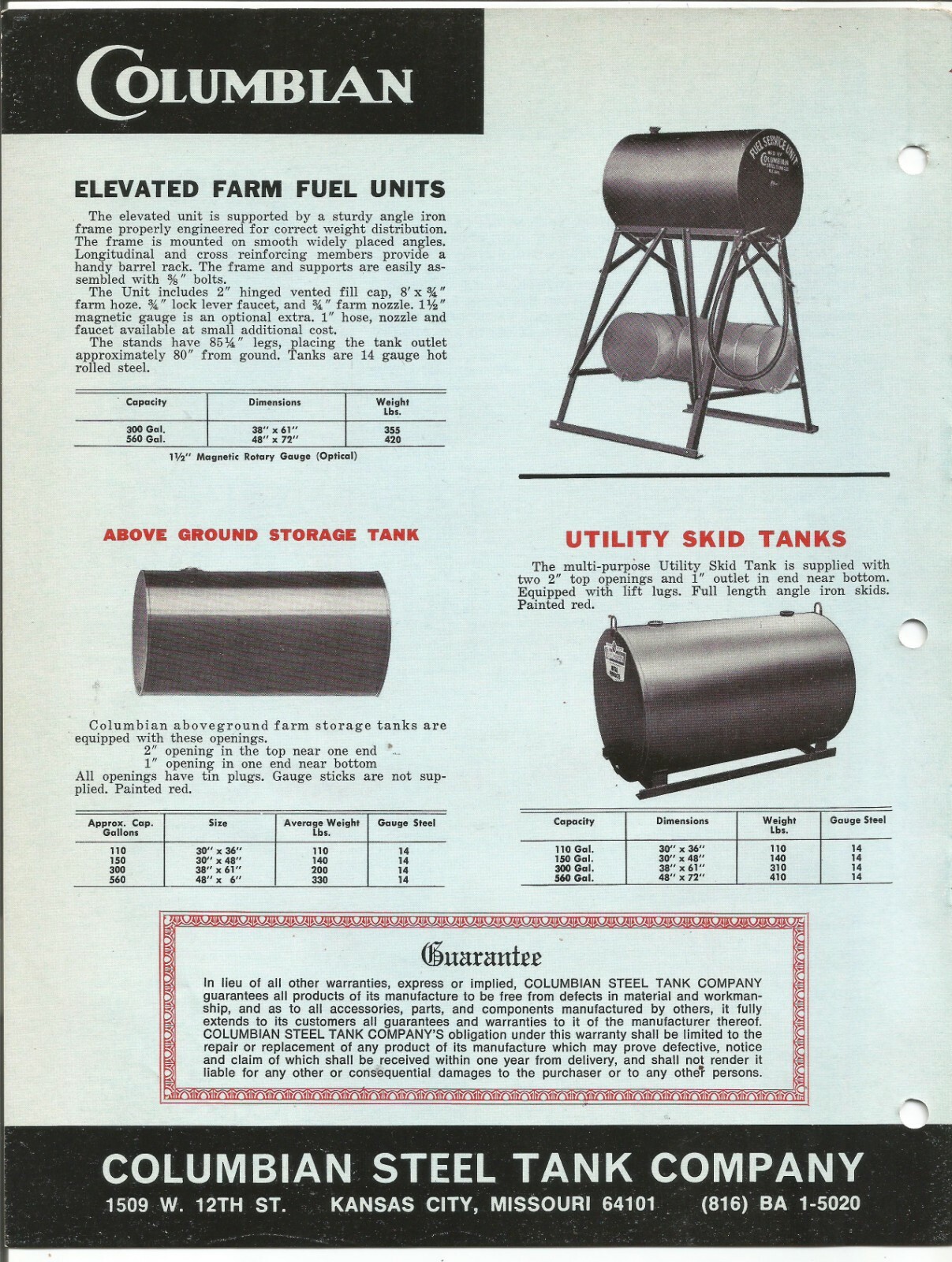 Original OEM Columbian Farm Equipment Product Catalog Sales Brochure No. FE-270