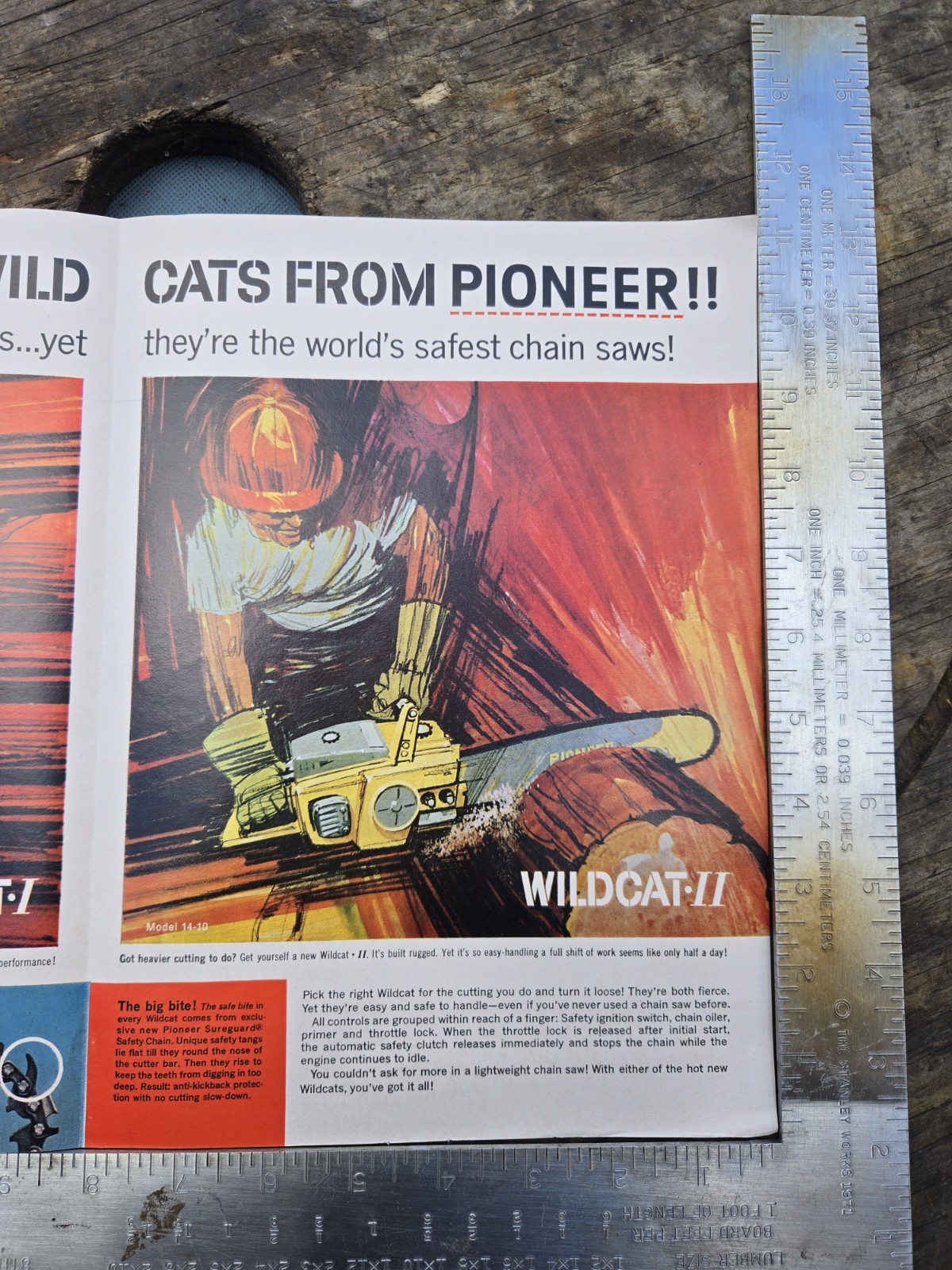 Vintage 1960’s Pioneer (OMC) Chainsaw Brochure For 11-10 & 14-10 Wildcat I & II